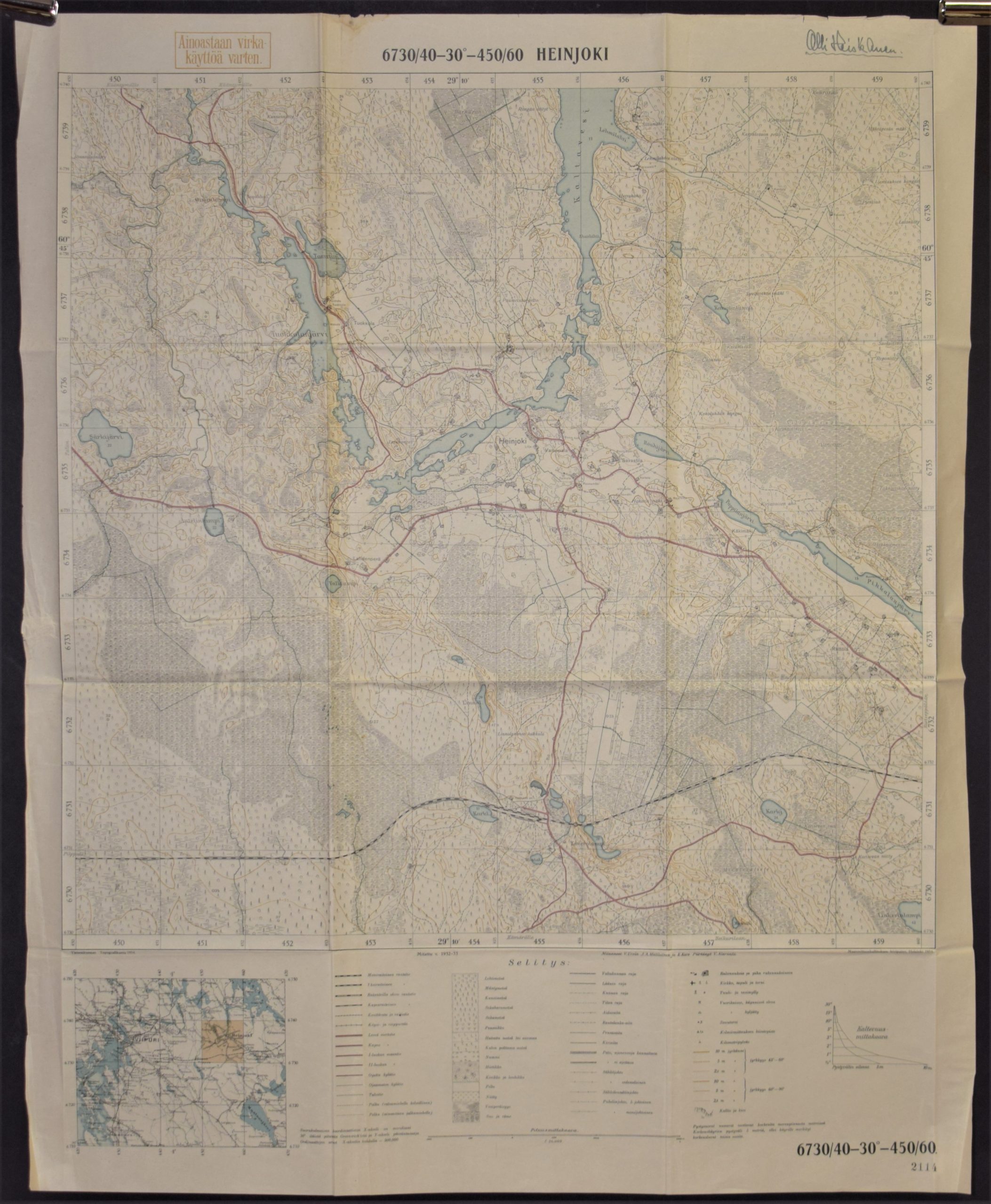 Heinjoki - topografinen kartta (1934)
