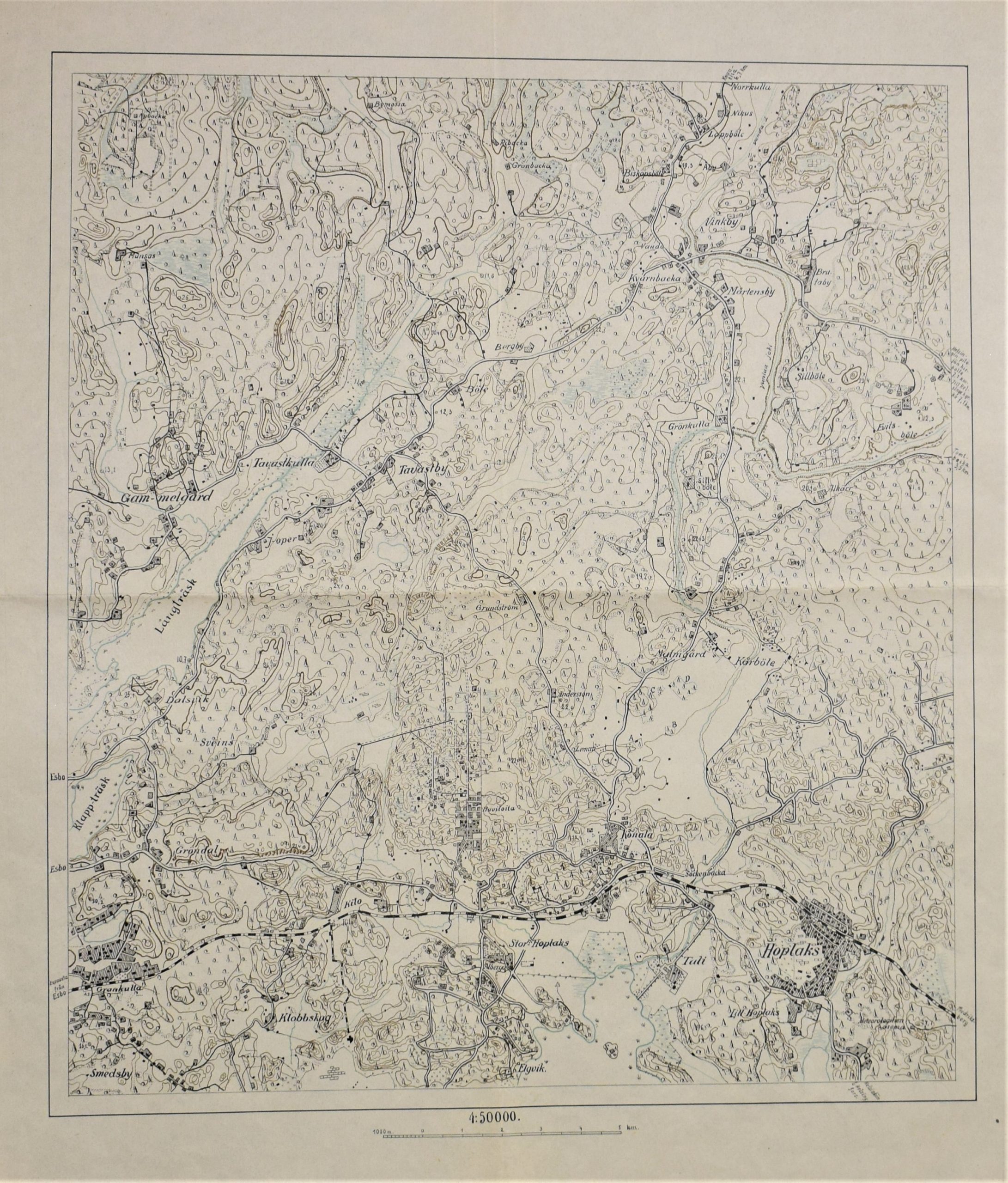 Gammelgård - Kilo - Hoplaks - topografisk karta (ca. 1930)