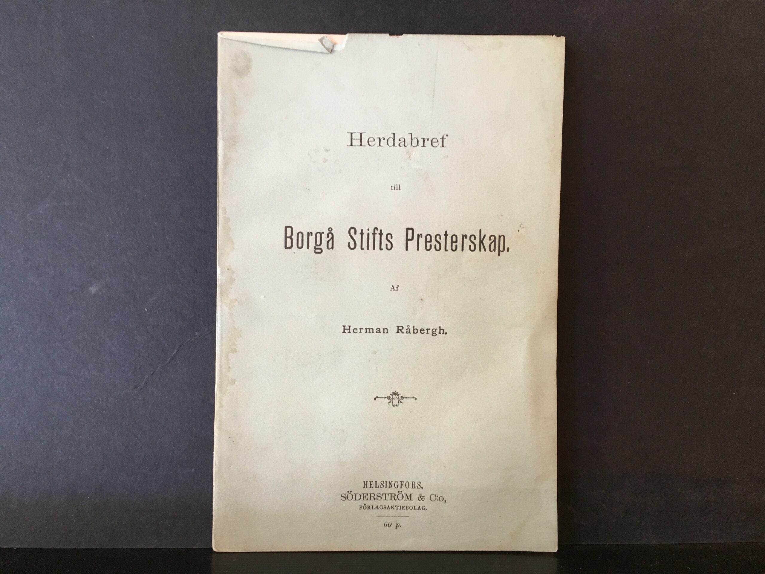 Råbergh, Herman: Herdabref till Borgå Stifts Presterskap