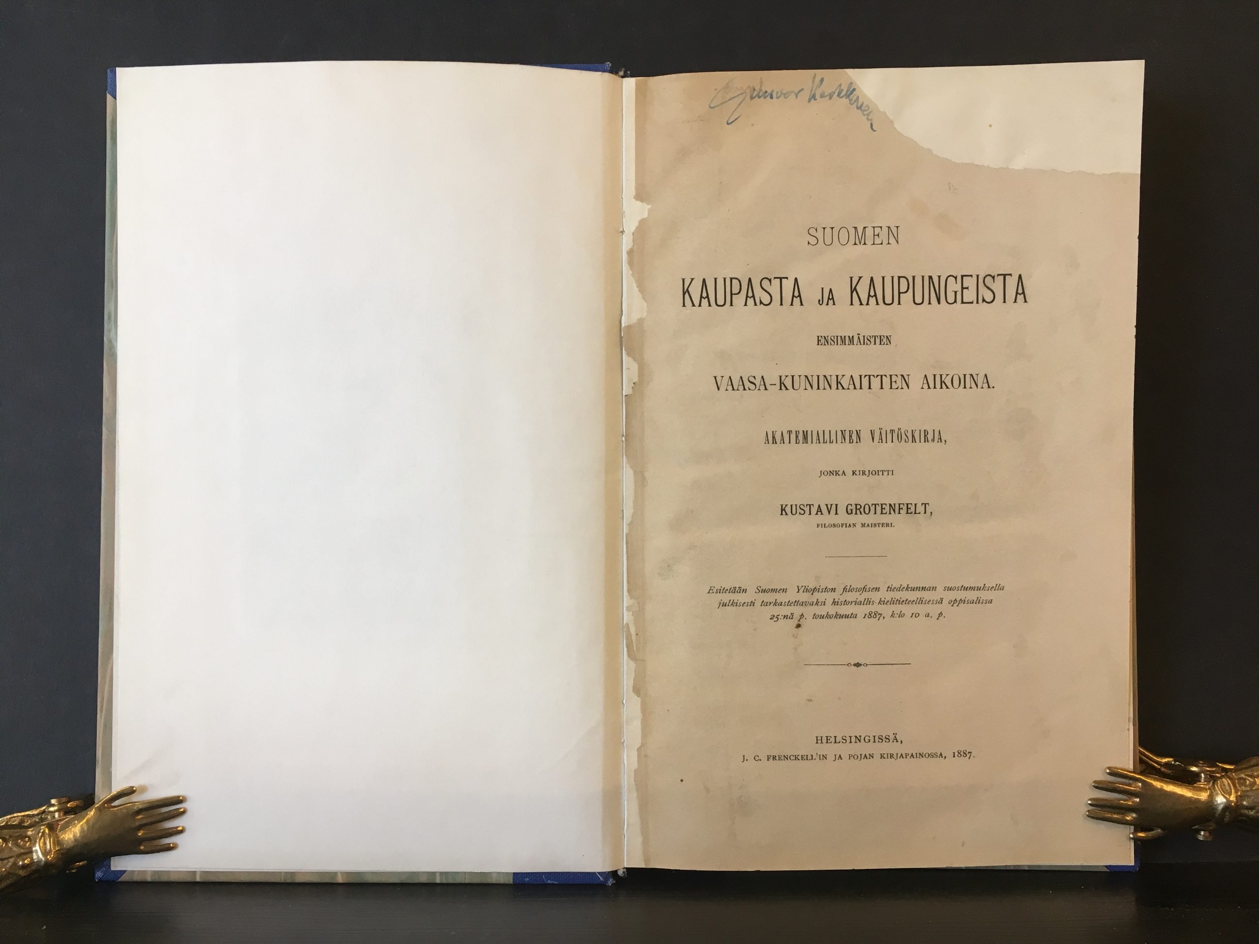 Grotenfelt, Kustavi: Suomen kaupasta ja kaupungeista ensimmäisten Vaasa-kuninkaitten aikoina