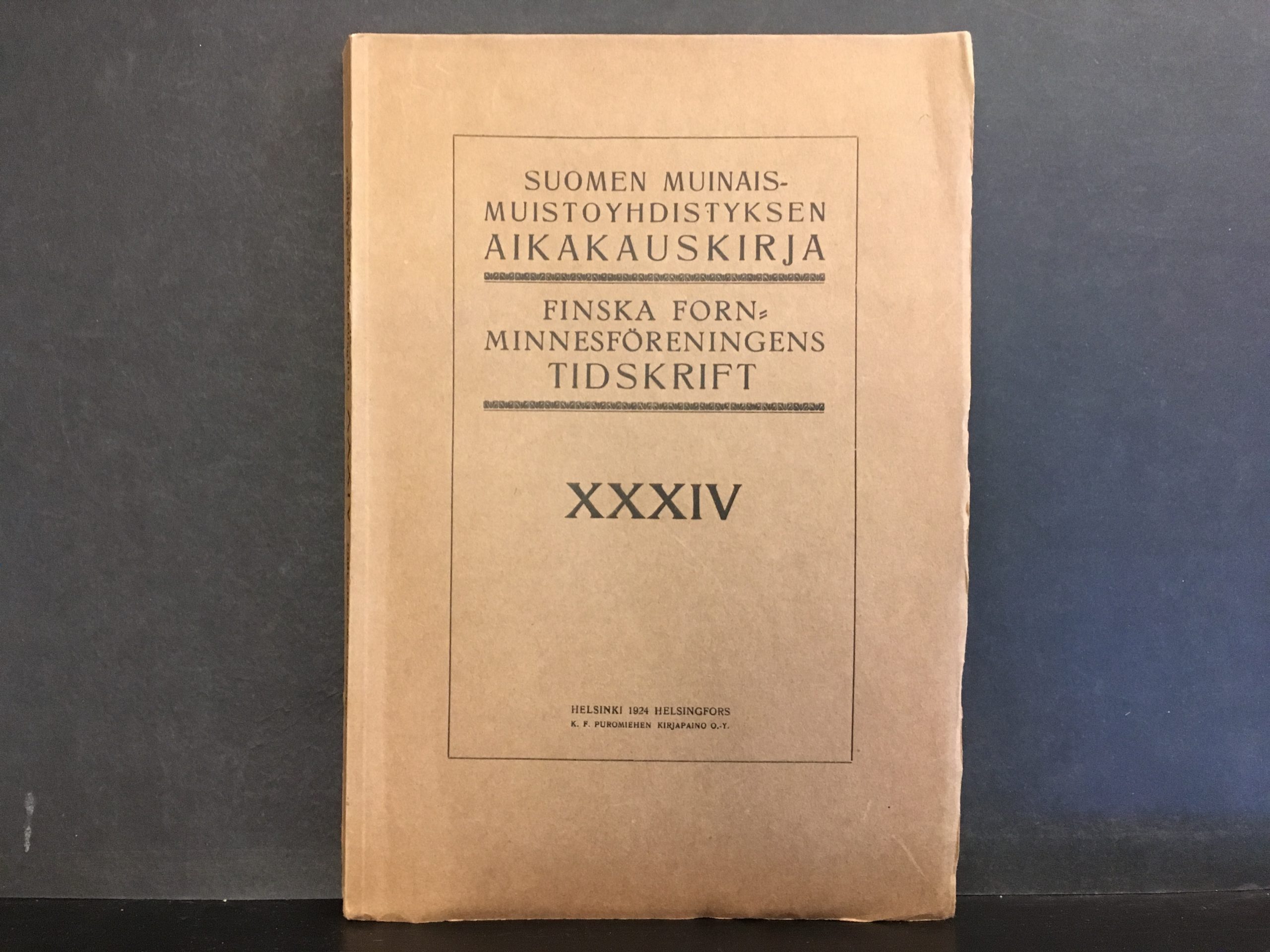 Suomen muinaismuistoyhdistyksen aikakauskirja. Finska fornminnesföreningens tidskrift. XXXIV. Mehrhart,v. Gert; Beiträge zur Urgeschichte der Jenissei-Gubernie. Bliebernicht, E. G.: Neue Funde aus dem Pernauflusse : Fundebericht von den J. 1920-1922. Nordman, C. A.: Karelska järnåldersstudier