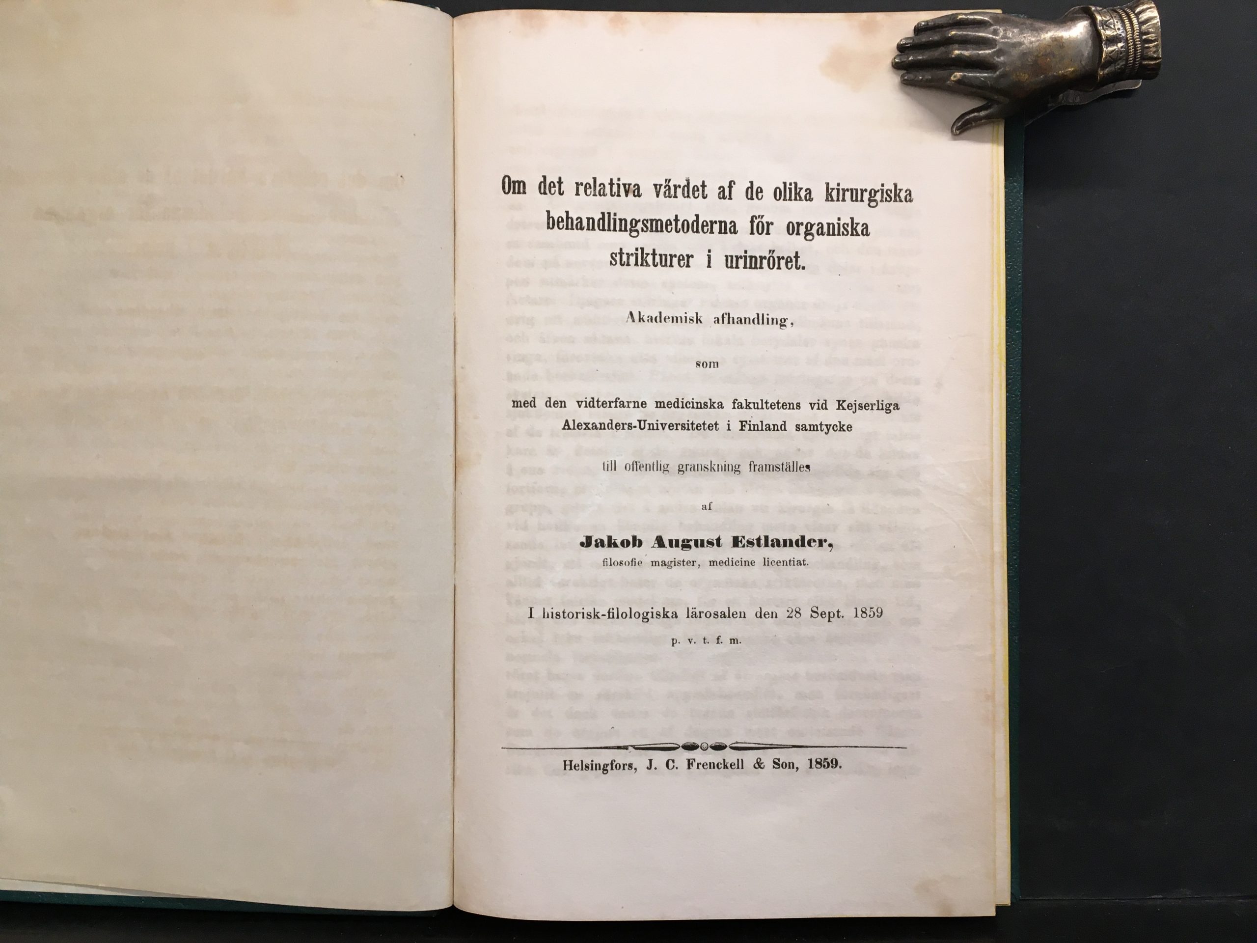 Estlander, Jakob August: Om det relativa värdet af de olika kirurgiska behandlingsmetoderna för organiska strikturer i urinröret - Image 2