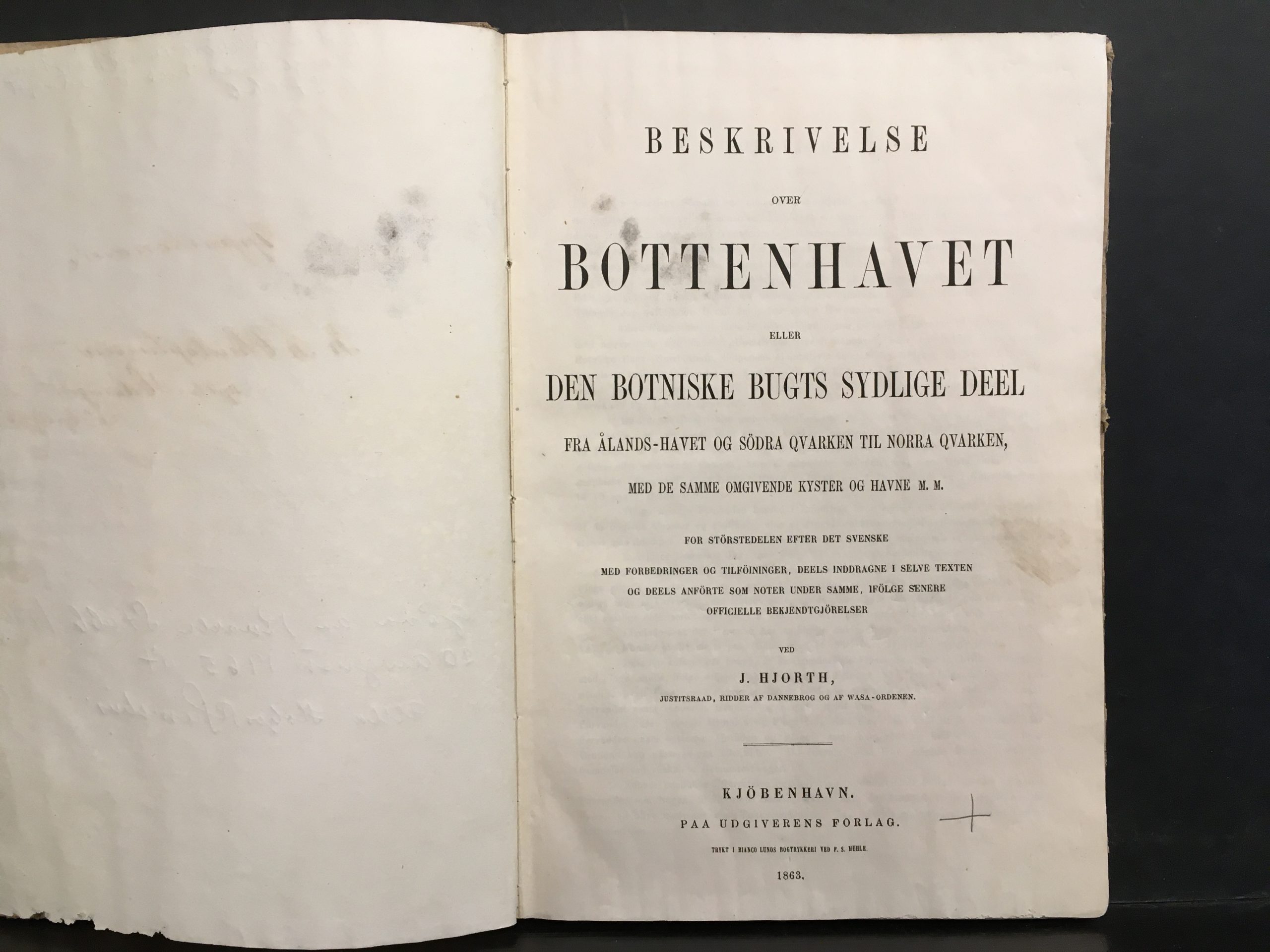 Hjorth, J.: Beskrivelse over Bottenhavet eller den Botniske Bugts sydlige deel fra Ålands-havet og Södra Qvarken till Norra Qvarken, med de samme omgivende kyster og havne m. m.