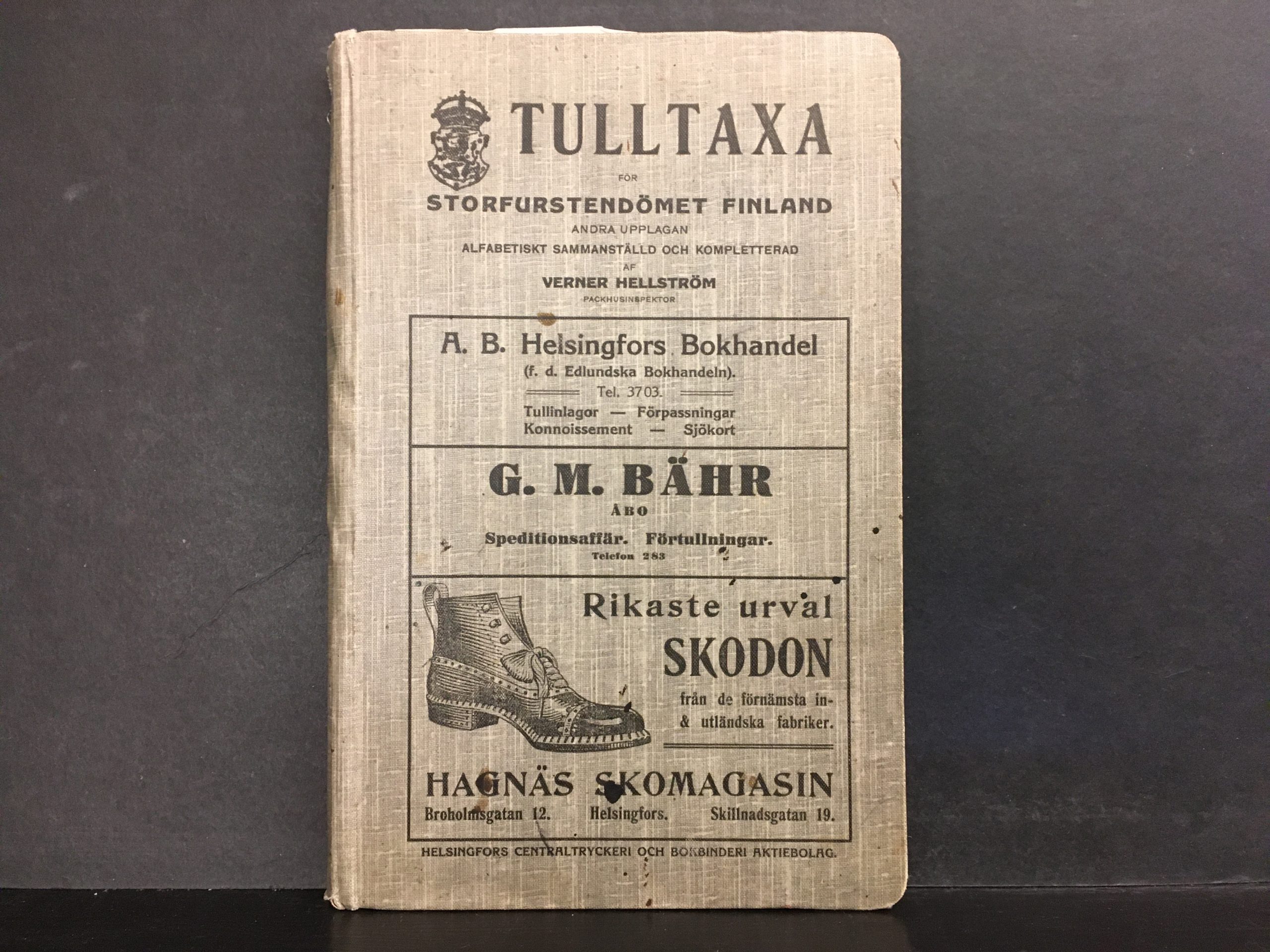 Hellström, Verner: Tulltaxa för Storfurstendömet Finland
