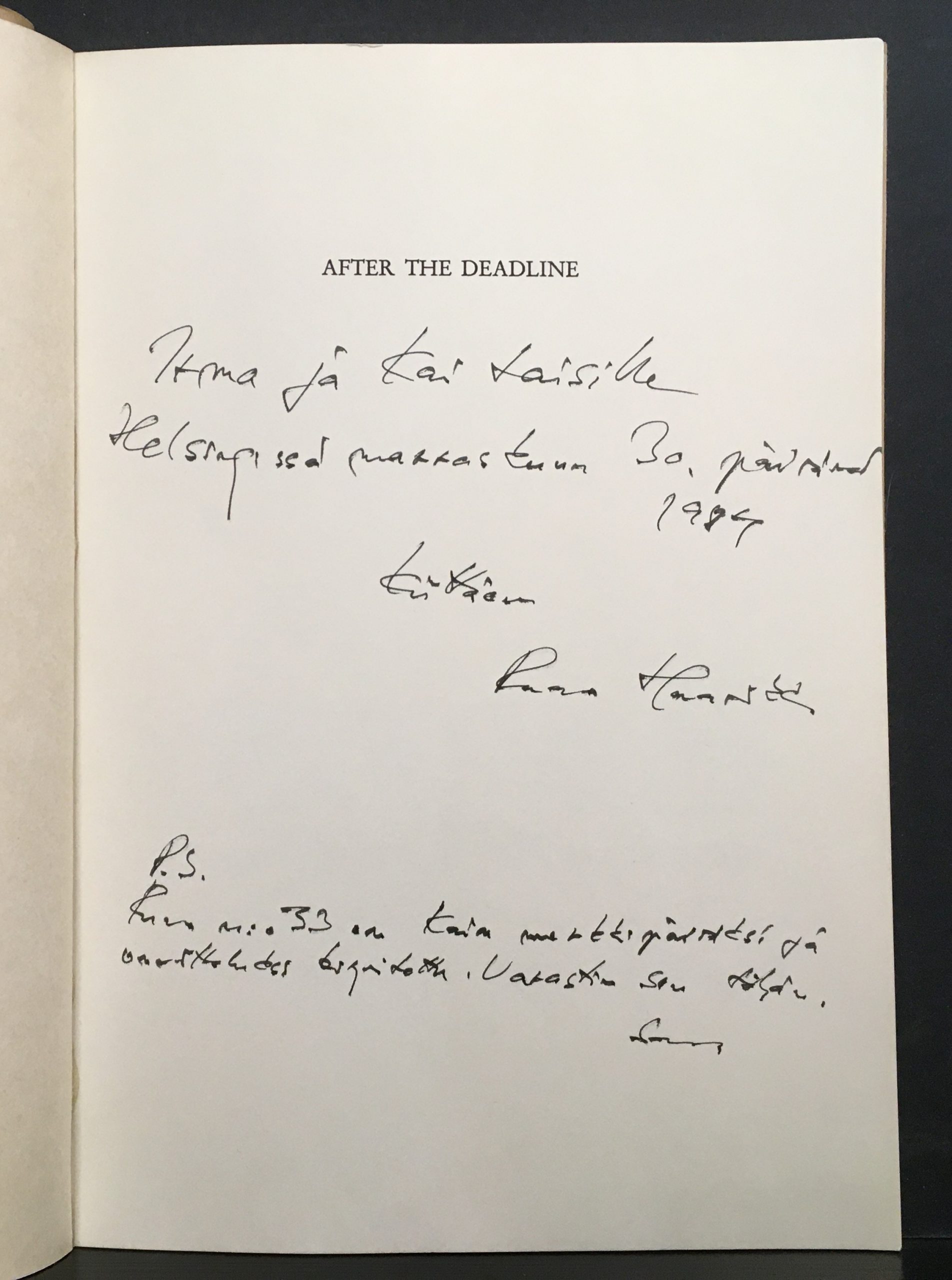 Haavikko, Paavo: After the Deadline (*omiste) - Image 2