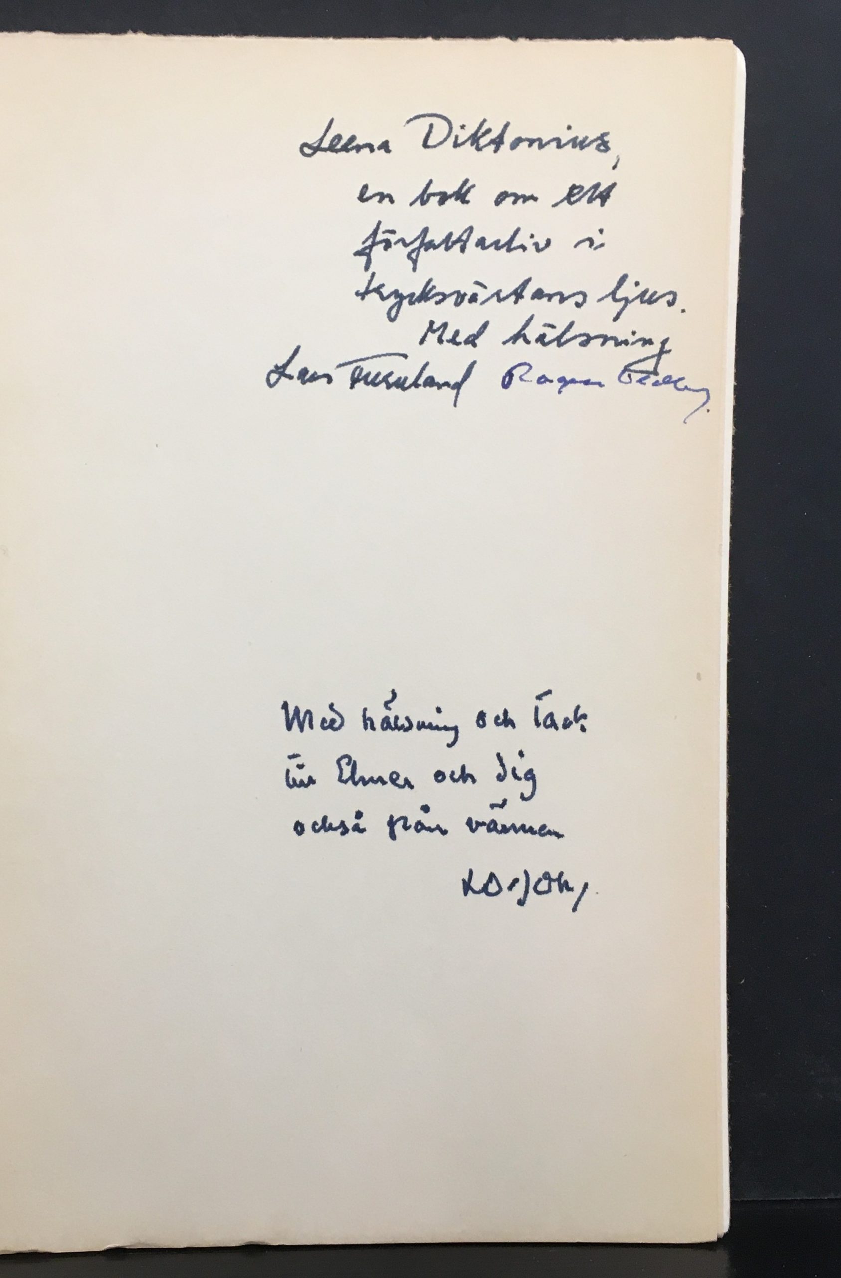 Furuland, Lars & Oldberg, Ragnar: Ivar Lo-Johansson i trycksvärtans ljus. En bibliografi 23 februari 1961 (*dedikation) - Image 2