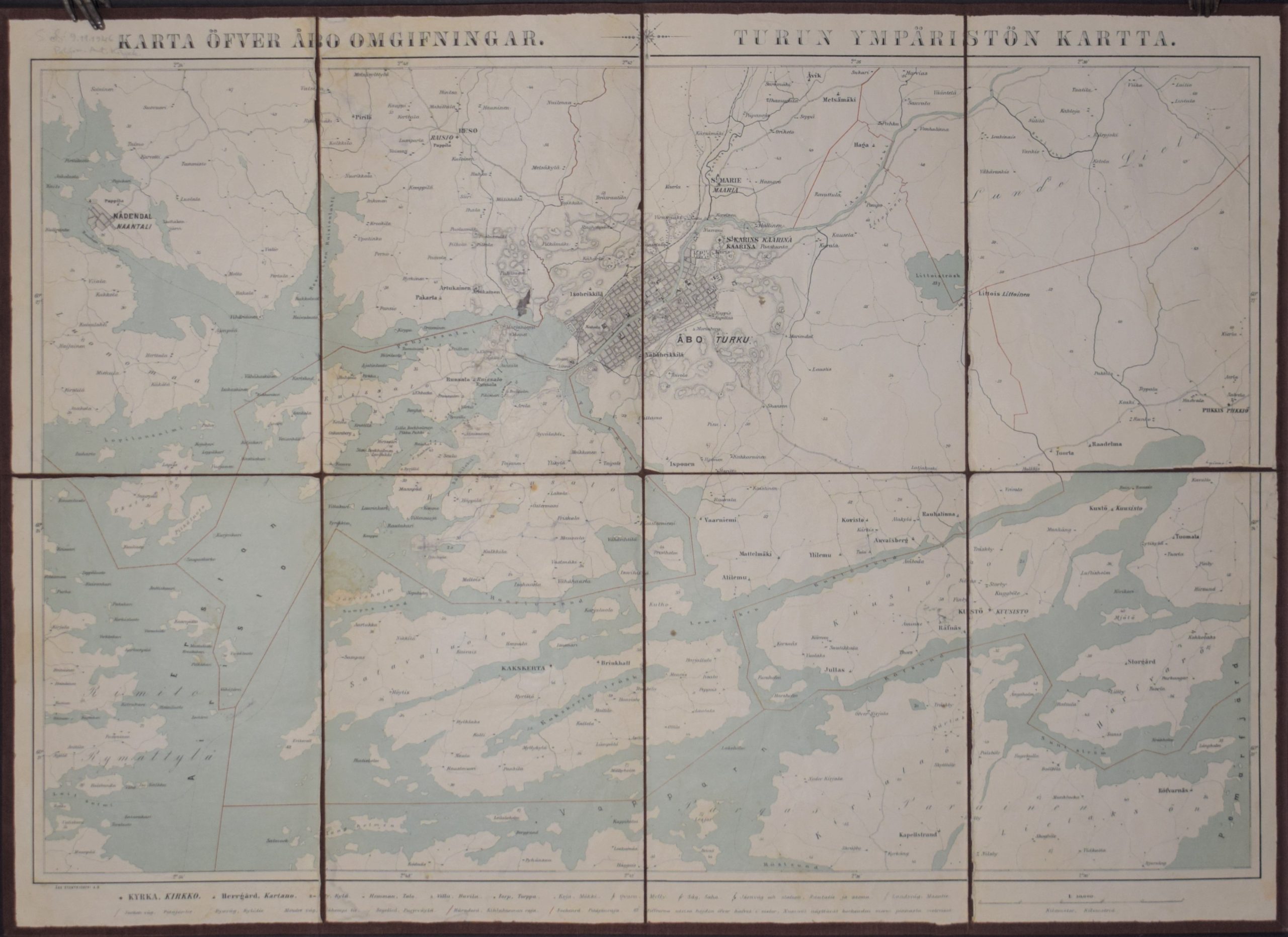 Karta öfver Åbo omgifningar - Turun ympäristön kartta