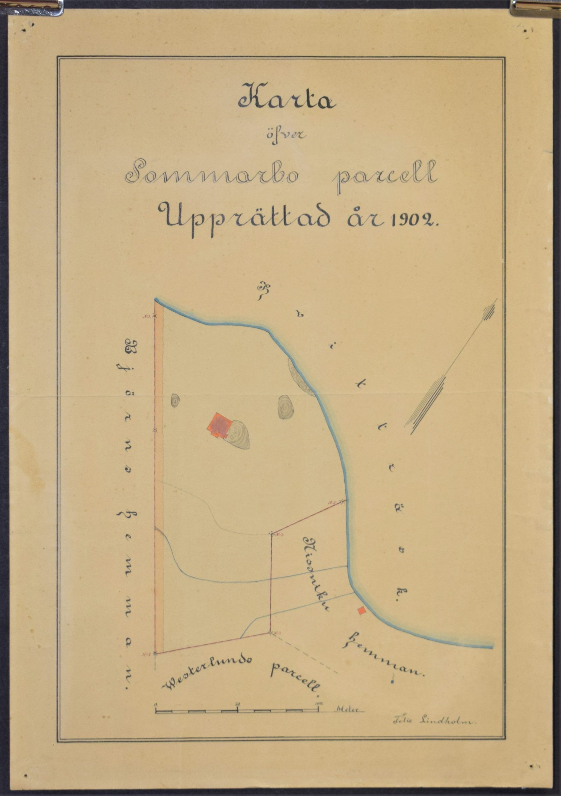 Karta öfver Sommarbo parcell - upprättad år 1902