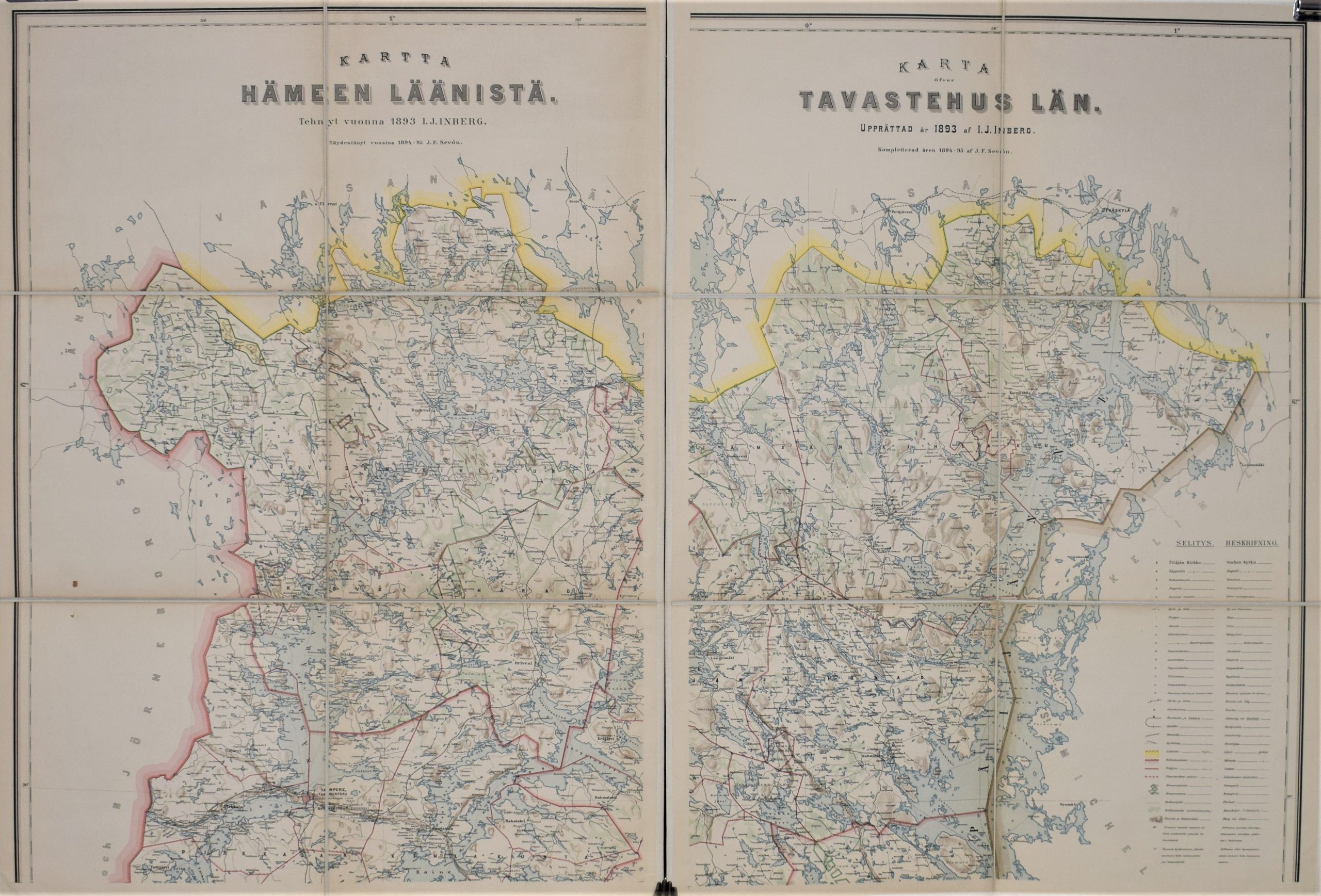 Inberg, I. J.: Kartta Hämeen läänistä 1893