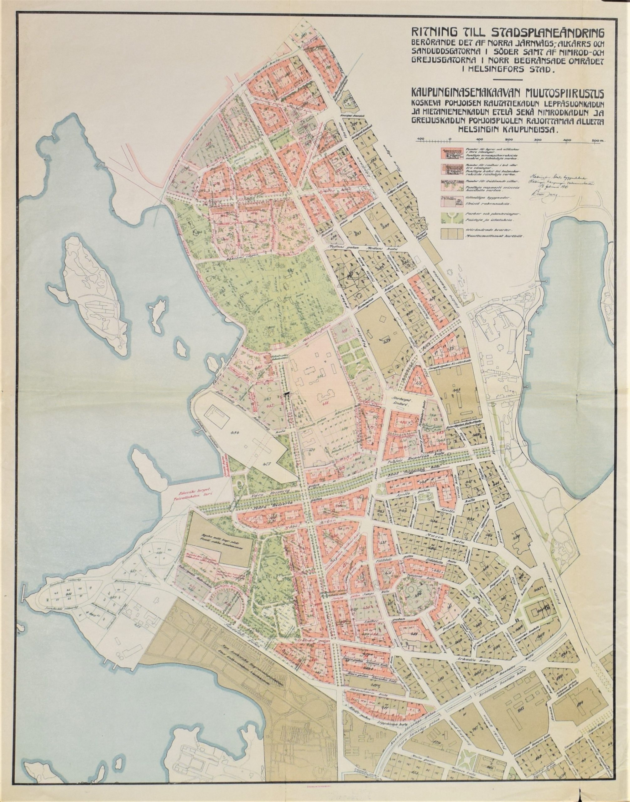 Jung, Bertel: Ritning till Stadsplaneändring - Kaupunginasemakaavan muutospiirros