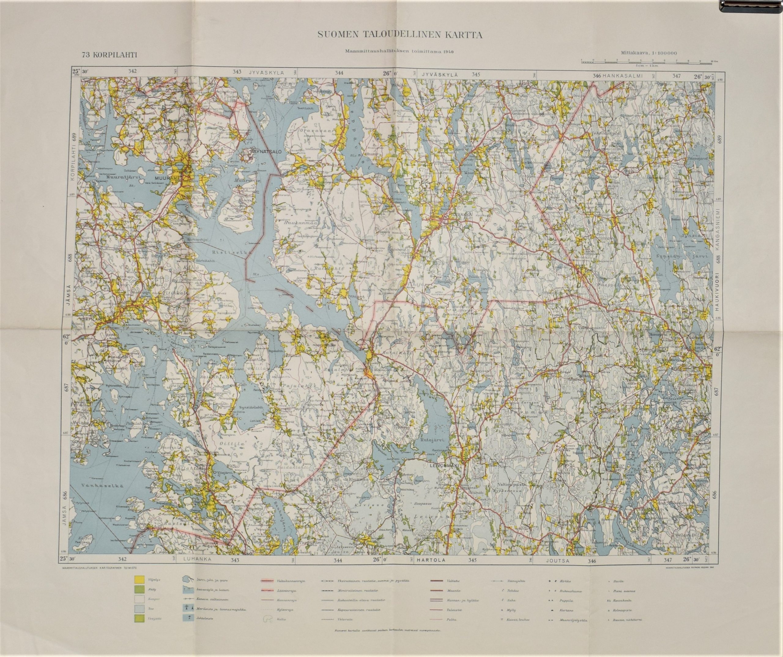 Korpilahti – Suomen taloudellinen kartta 1940