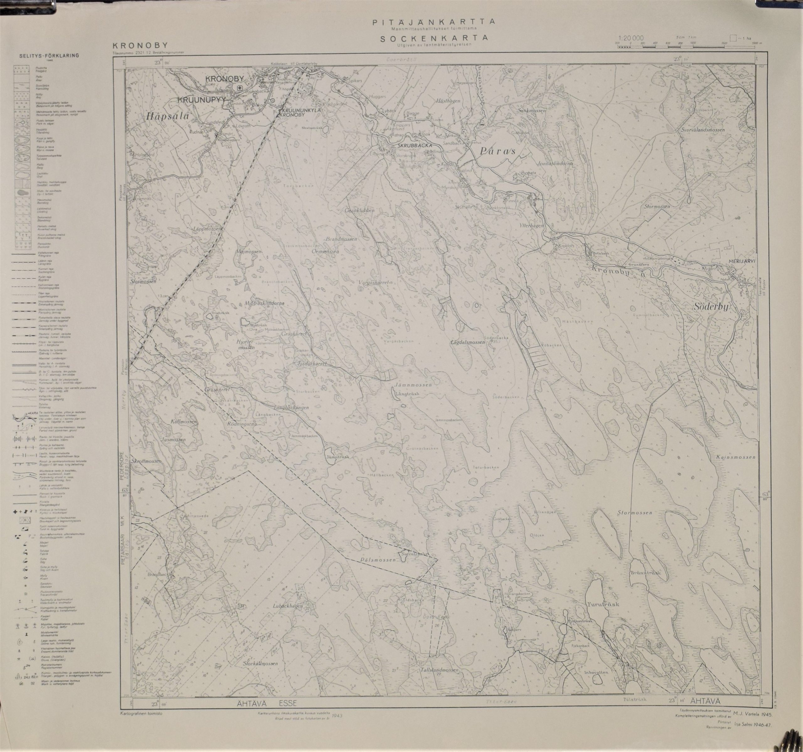 Kronoby - Kruunupyy (1949) Pitäjänkartta – sockenkarta