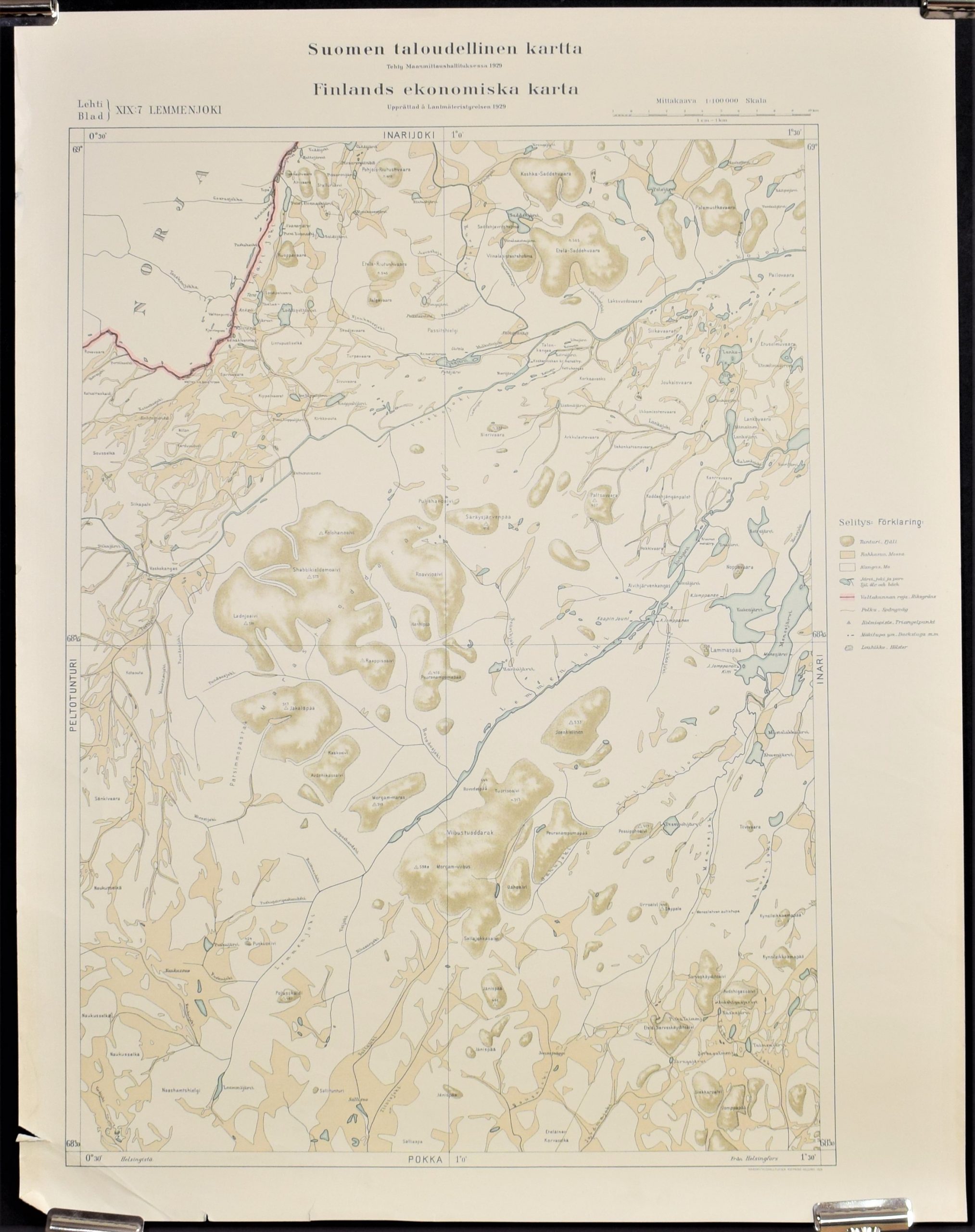 Lemmenjoki - Suomen taloudellinen kartta (1929)