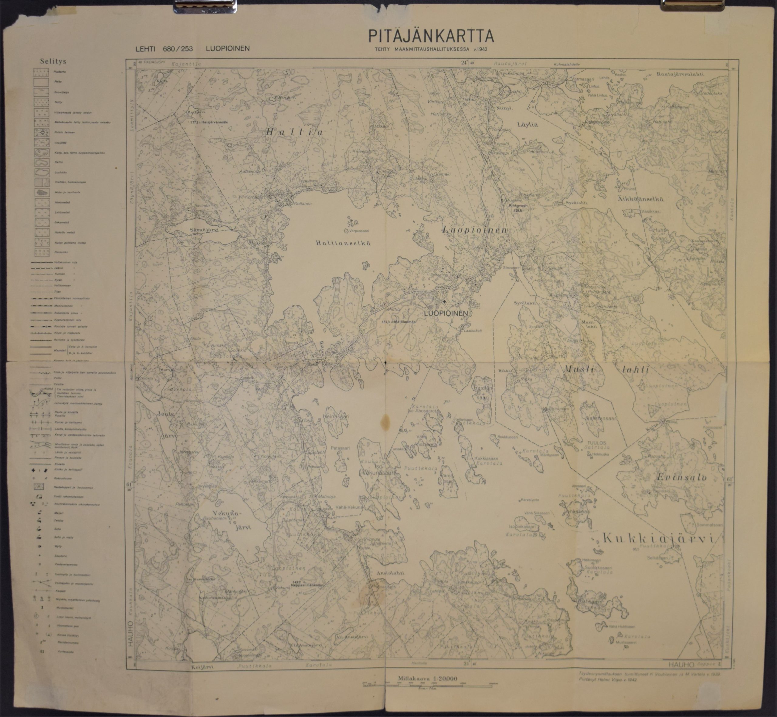 Luopioinen 1943 Pitäjänkartta