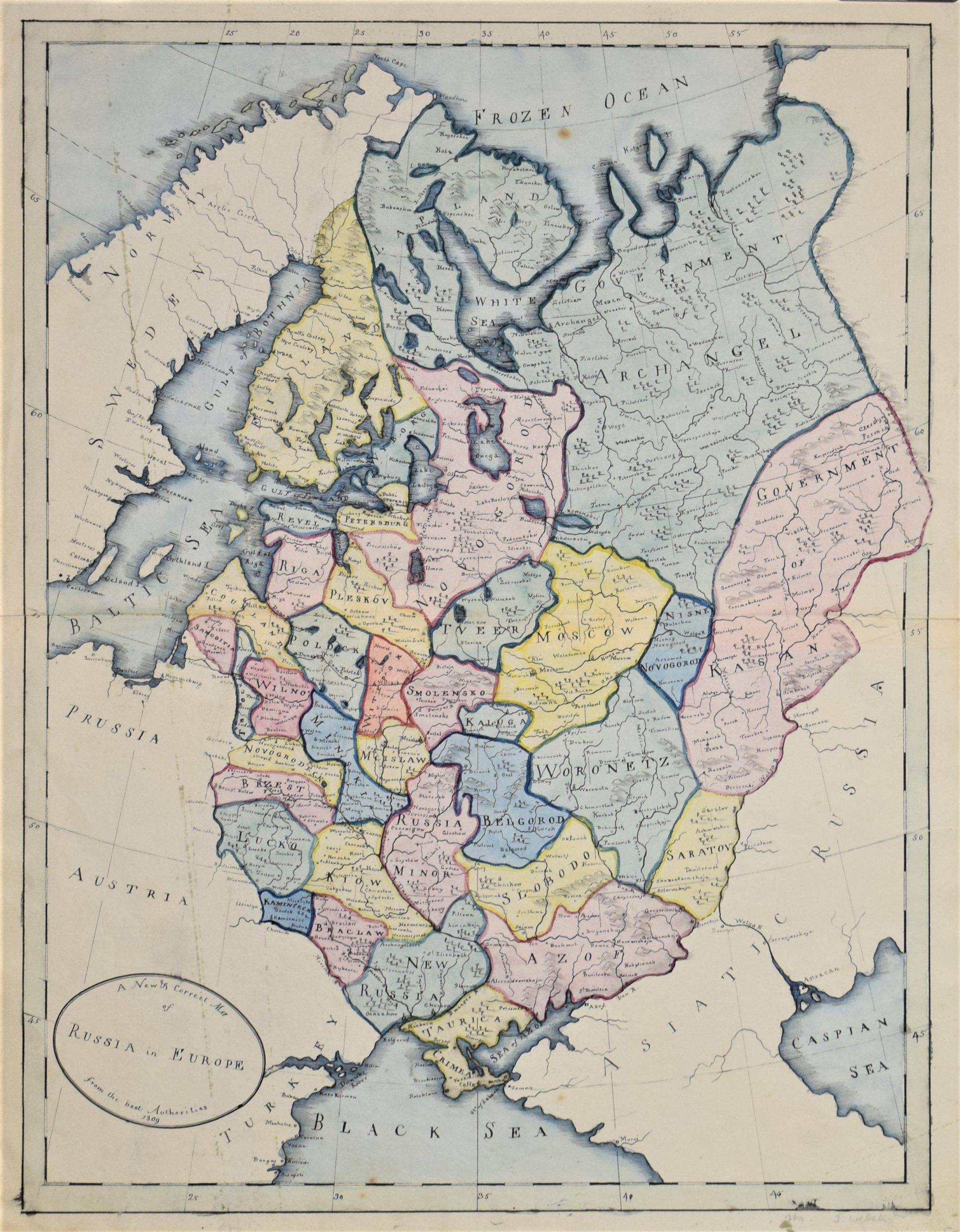 A New and Correct Map of Russia in Europe (1809)