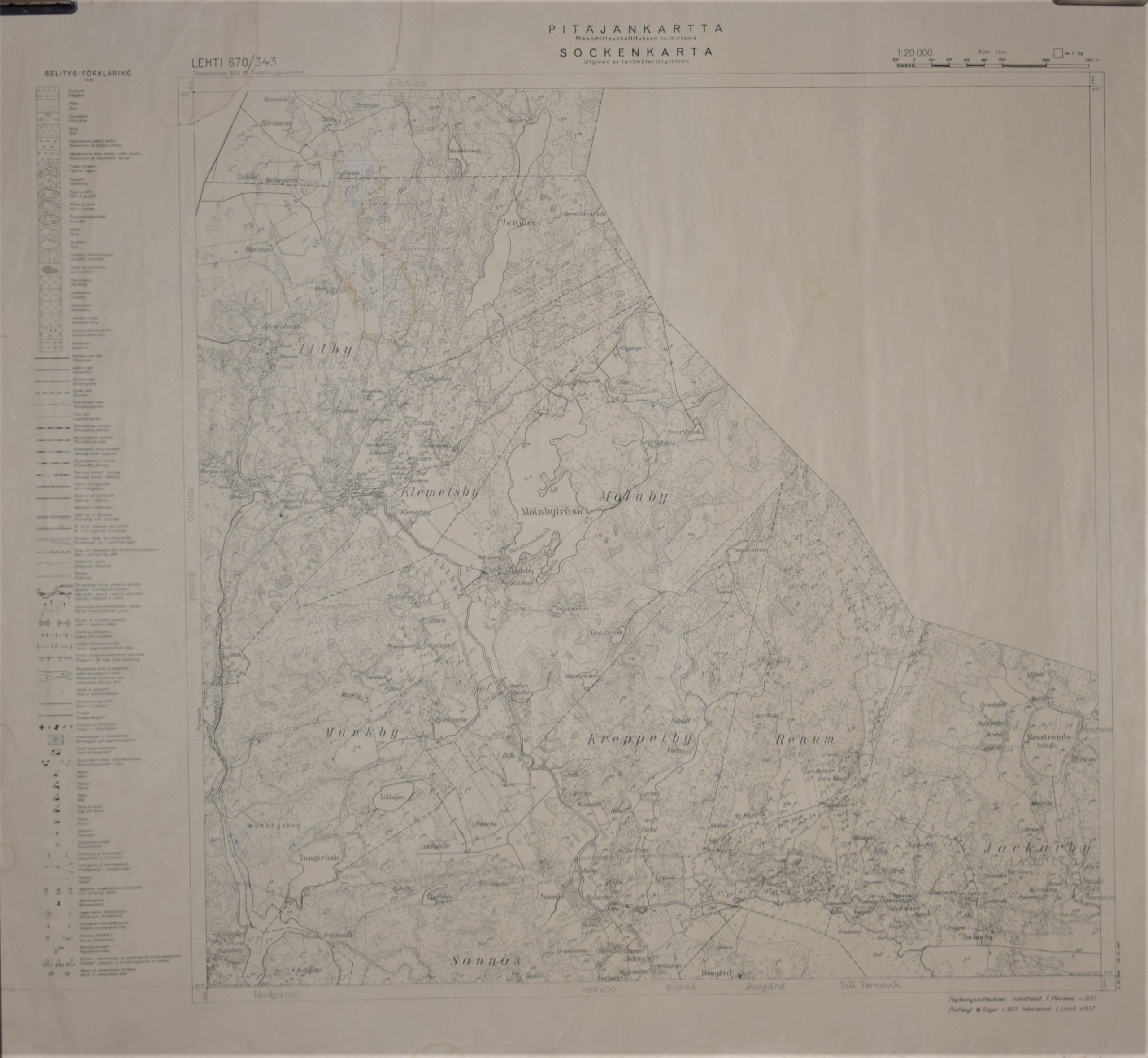 Illby - Ilola (1937) Pitäjänkartta - sockenkarta