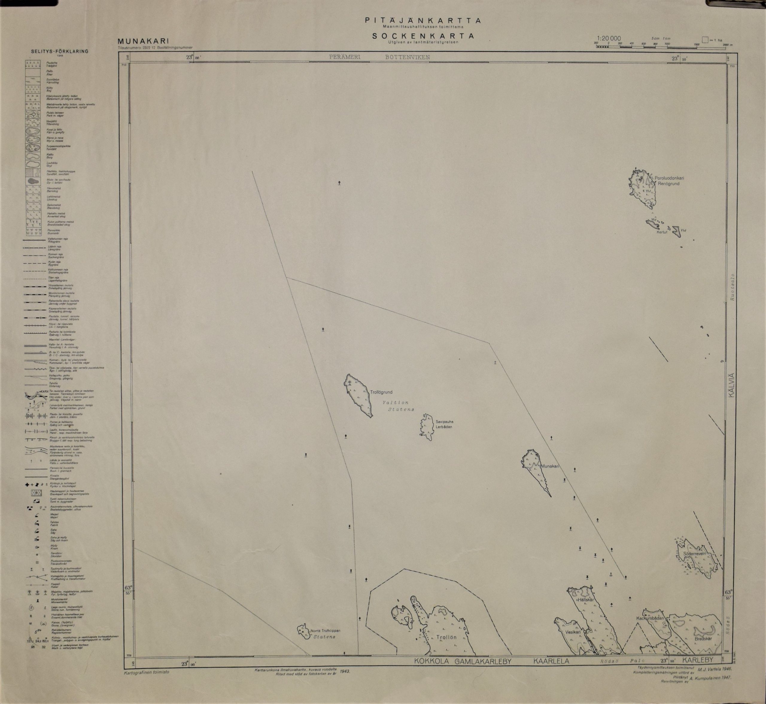 Munakari (1947) Pitäjänkartta – sockenkarta