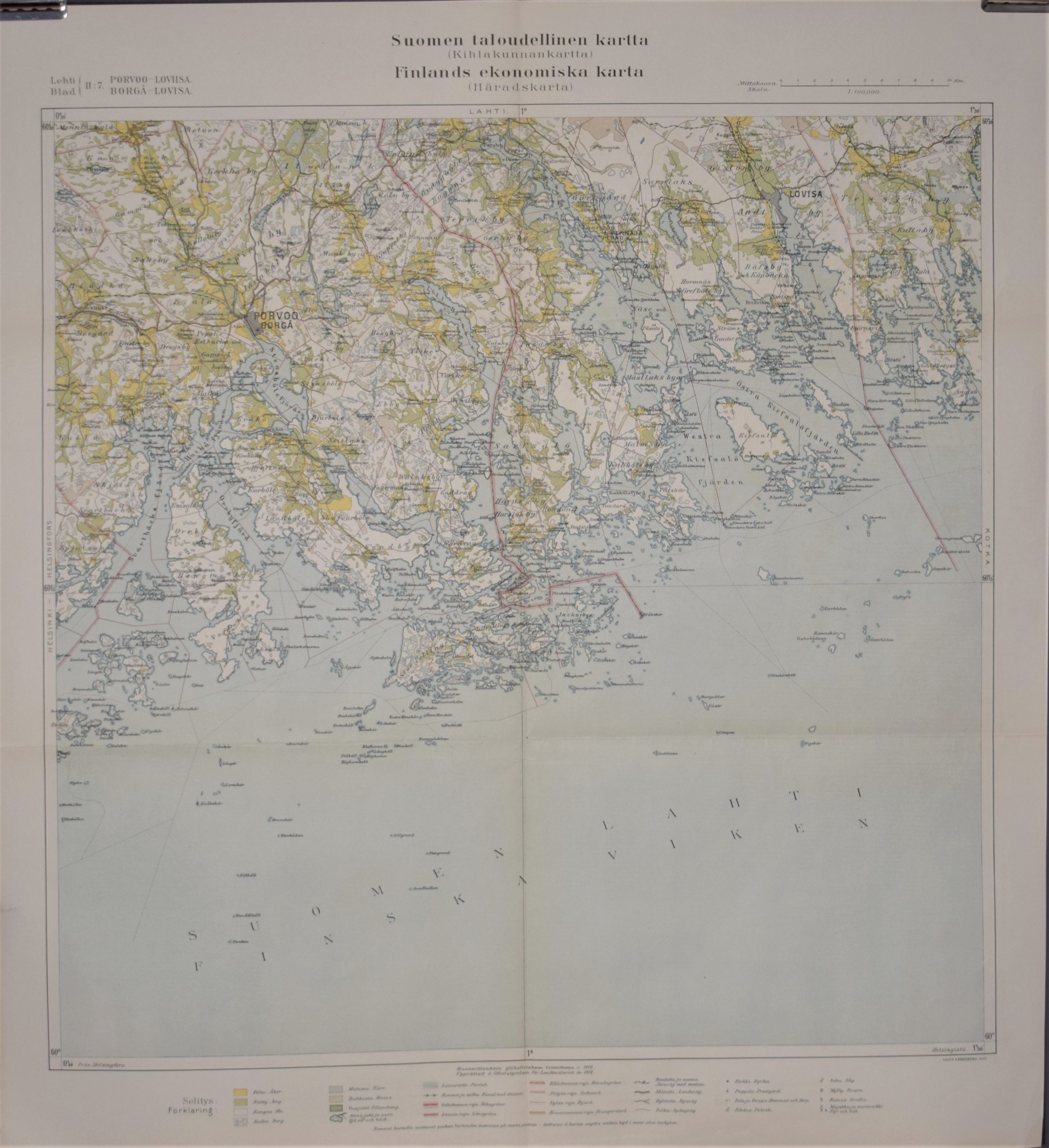 Porvoo - Loviisa - Suomen taloudellinen kartta (kihlakunnankartta) 1912