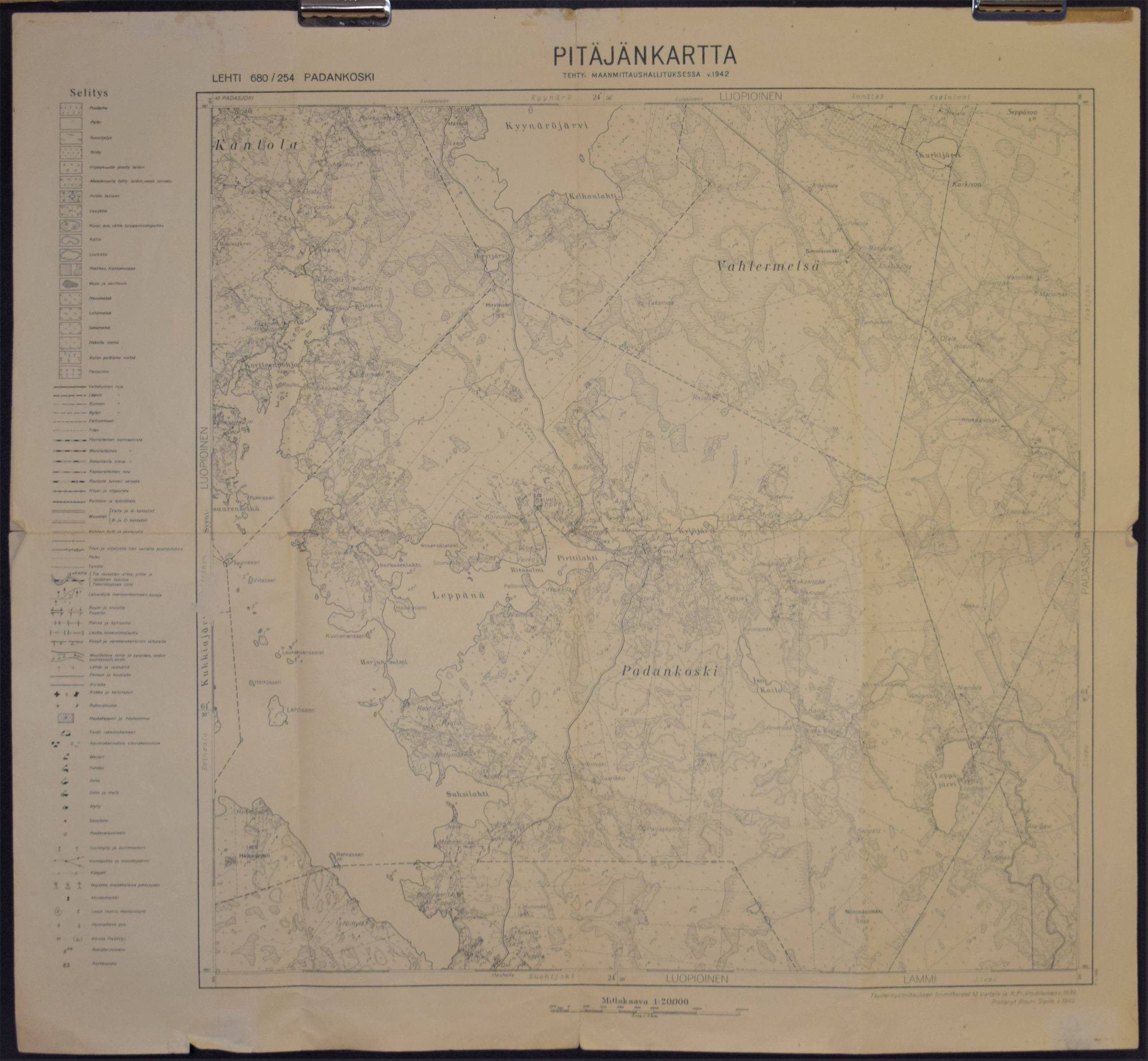 Padankoski 1943 Pitäjänkartta