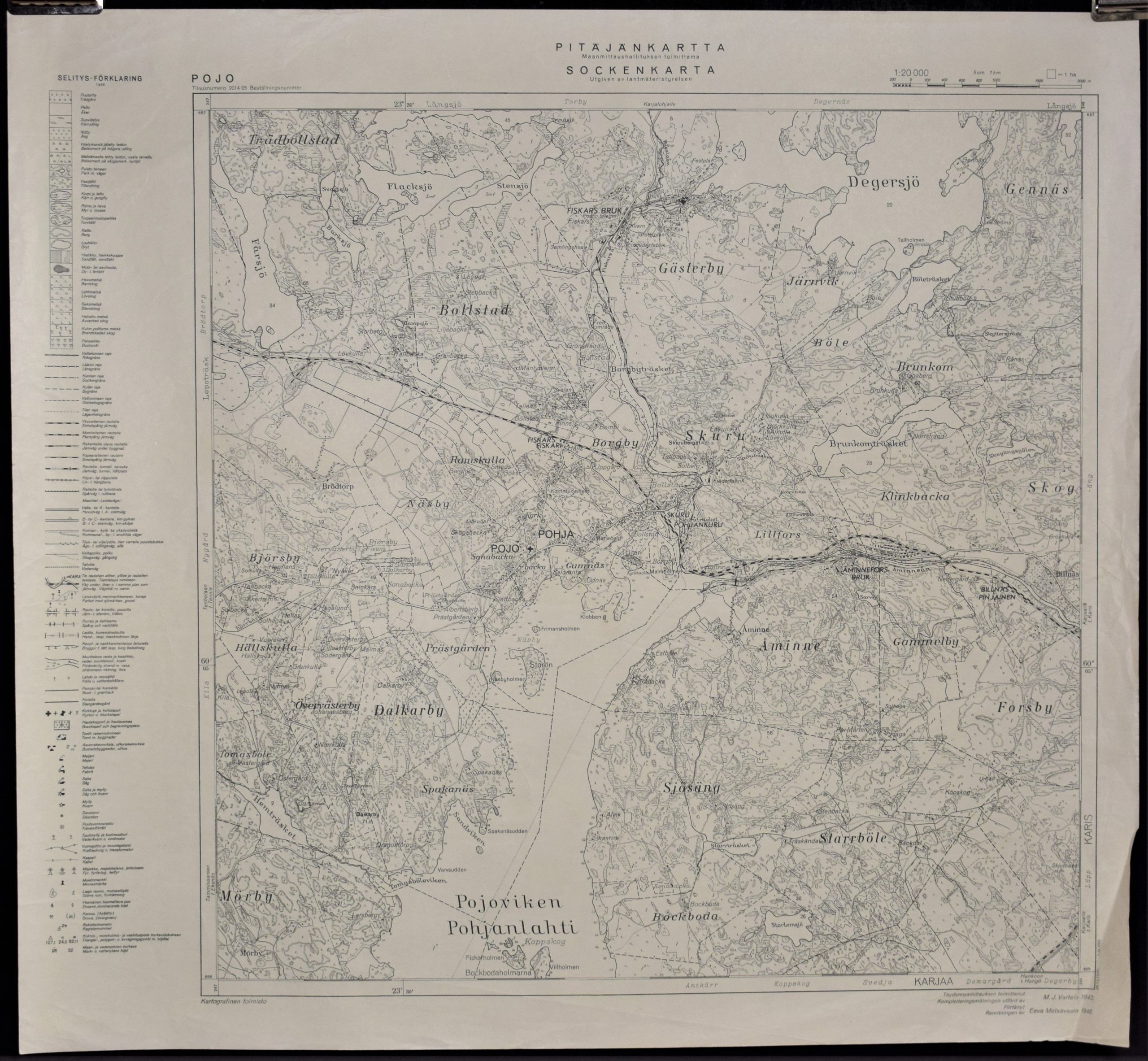 Pojo (1946) Pitäjänkartta – sockenkarta