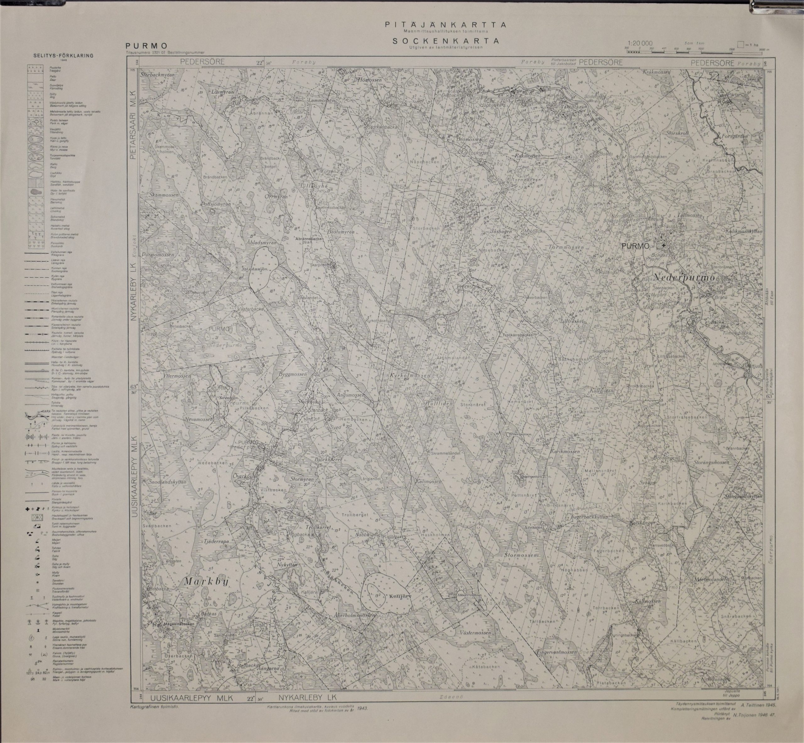 Purmo (1947) Pitäjänkartta – sockenkarta