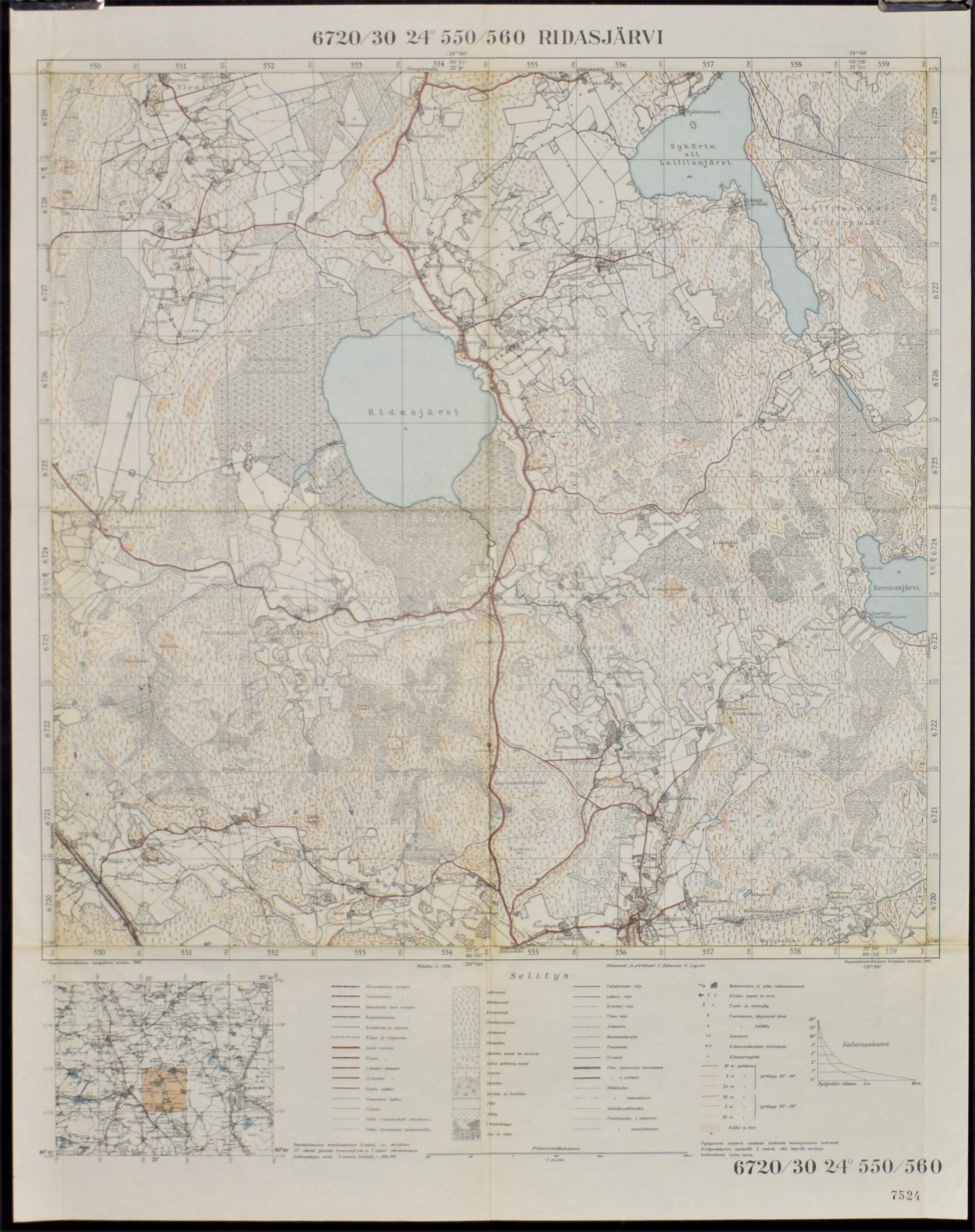Ridasjärvi - topografinen kartta 1940