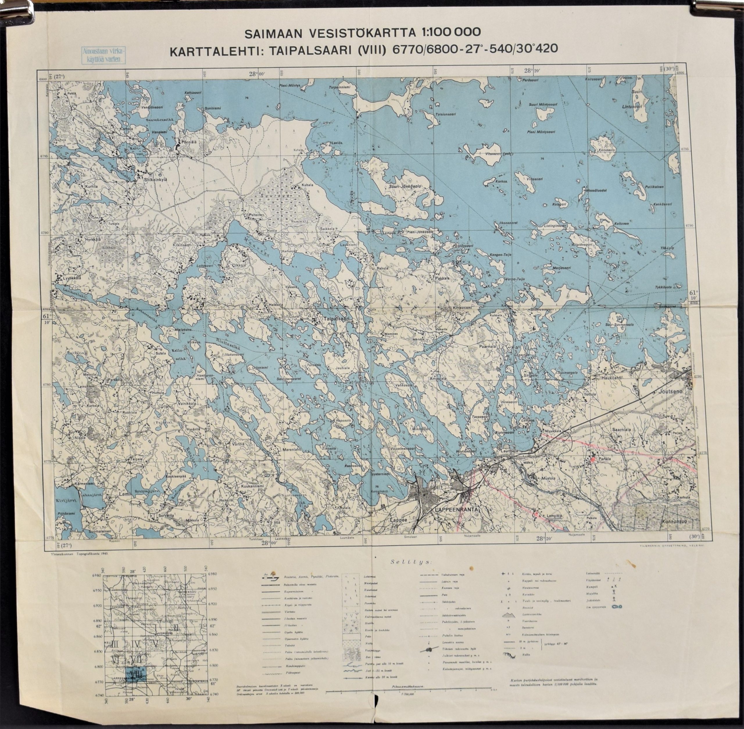 Taipalsaari - Saimaan vesistökartta (1940)