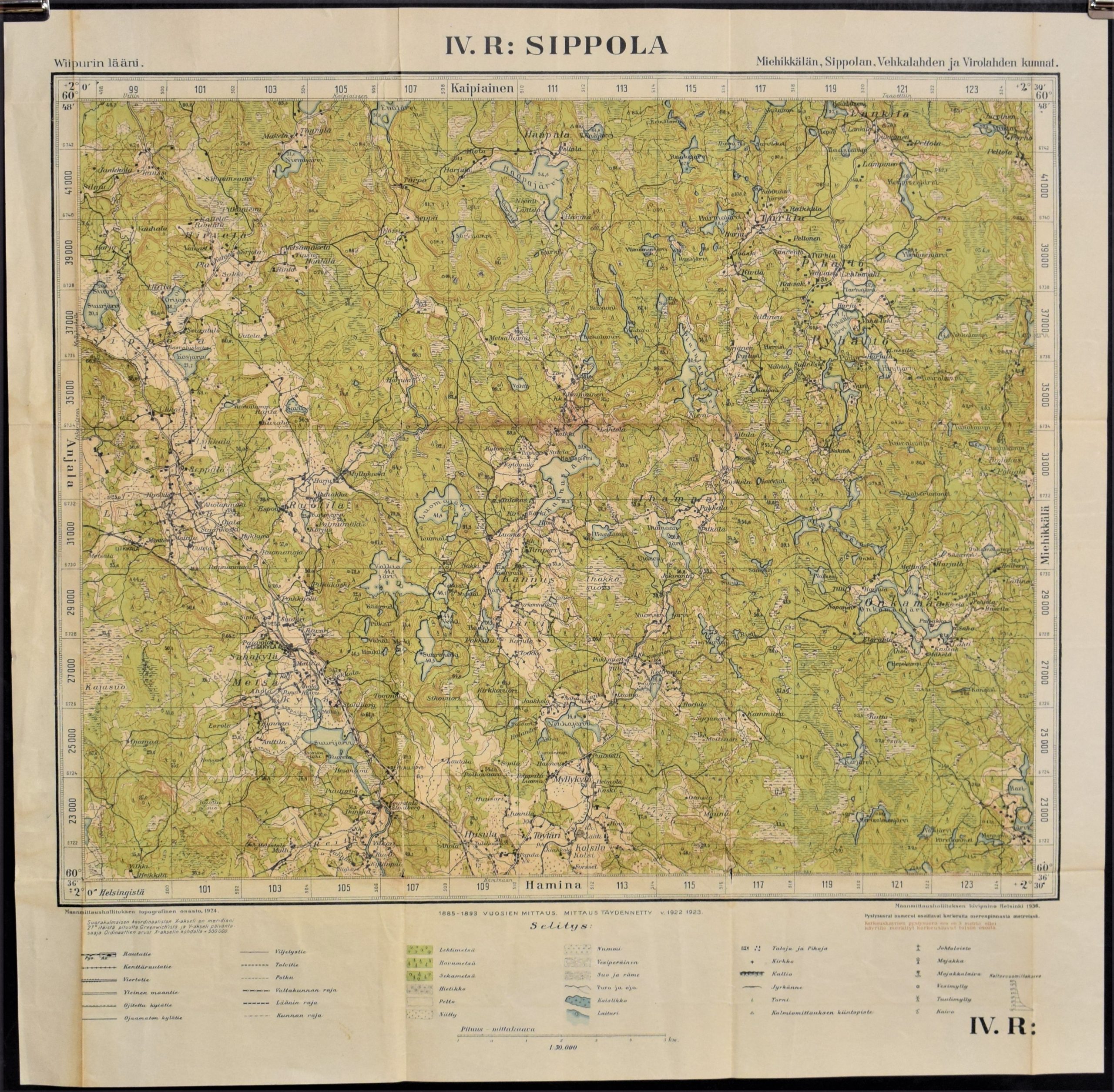 Sippola - topografinen kartta (1936)