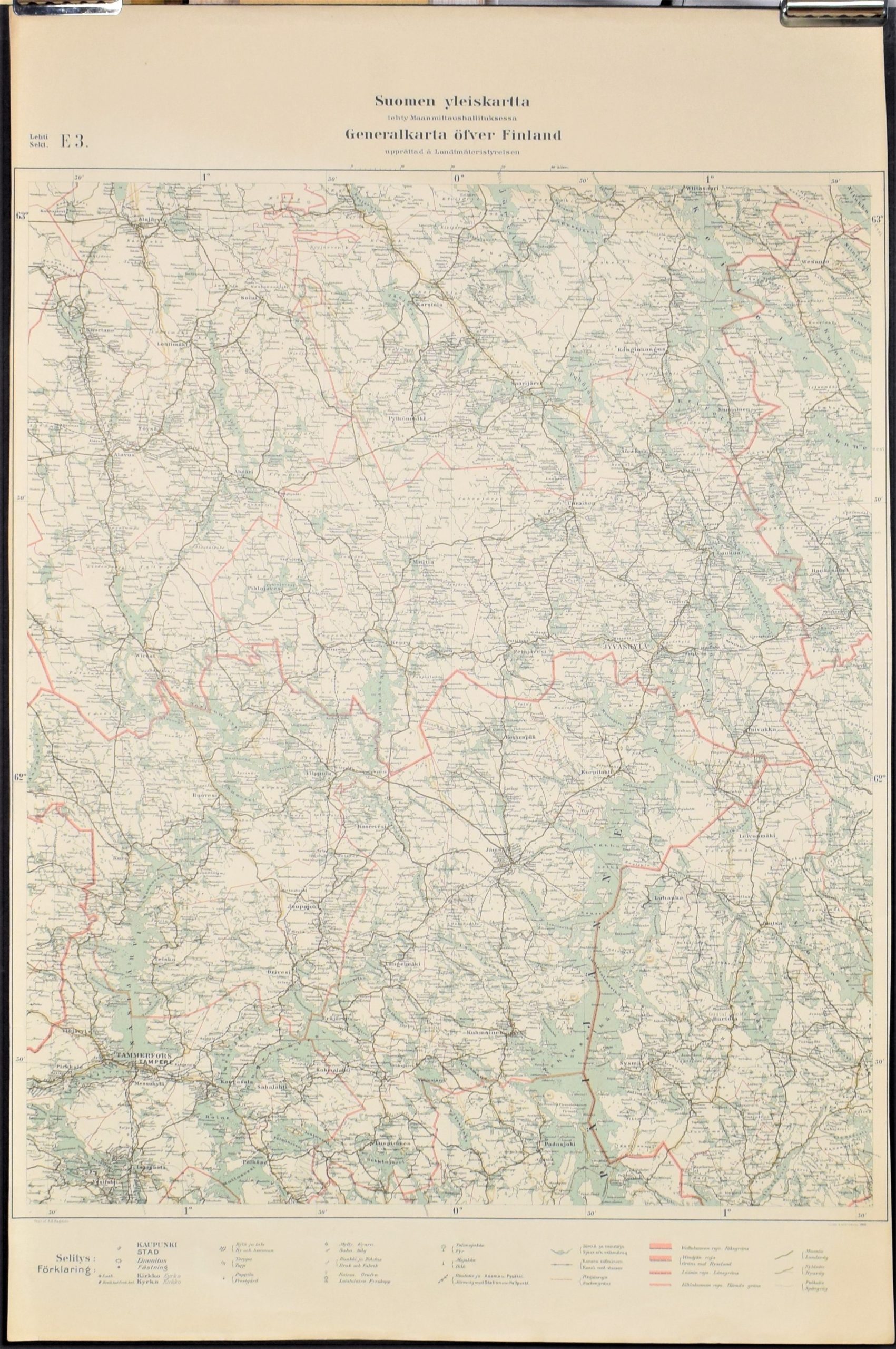 Suomen yleiskartta. Lehti E3. (Jyväskylä) (1916)