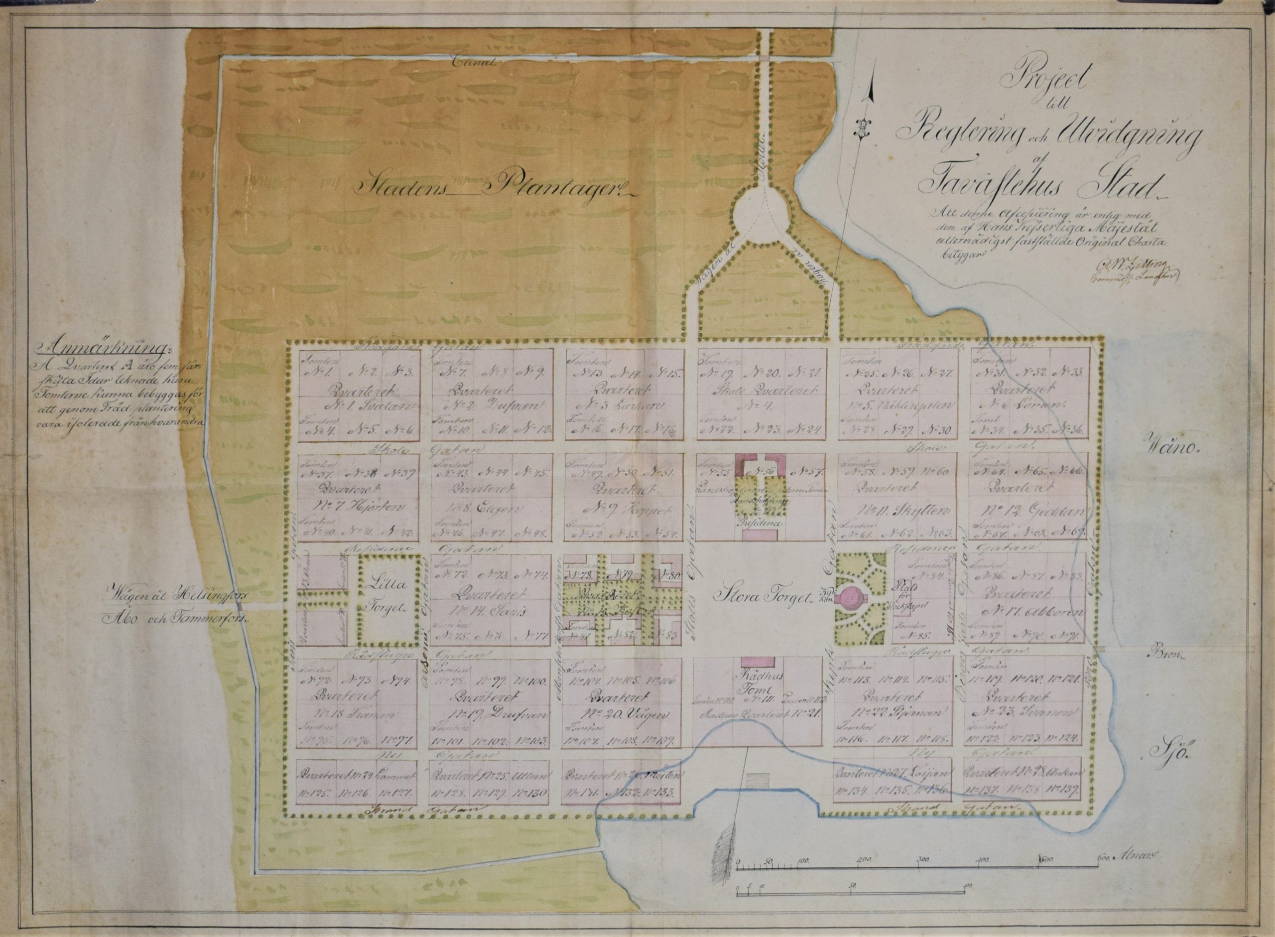 Zitting, A. W.: Project till Reglering och Utvidgning af Tavastehus Stad (1832)
