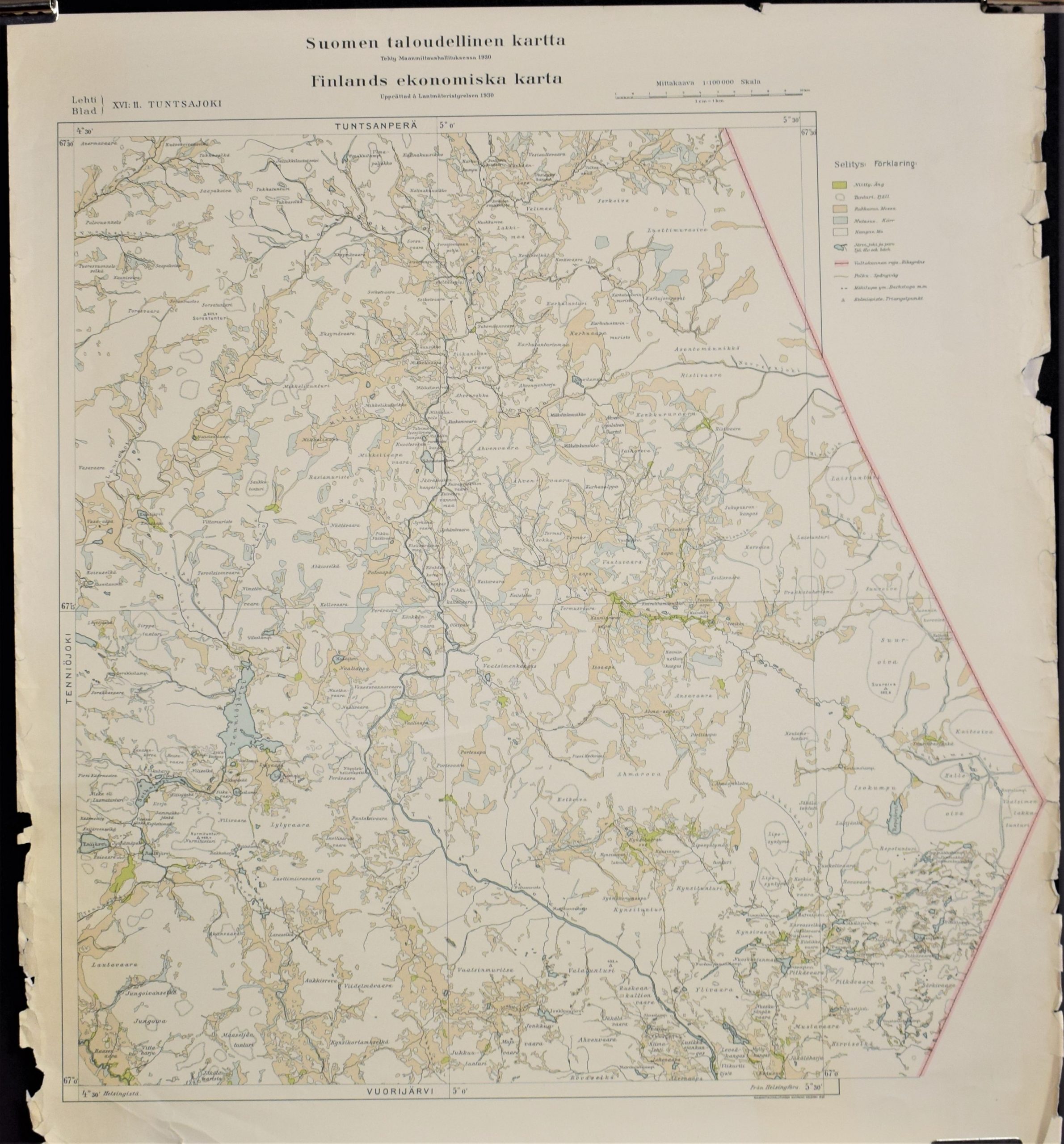 Tuntsajoki - Suomen taloudellinen kartta (1930)