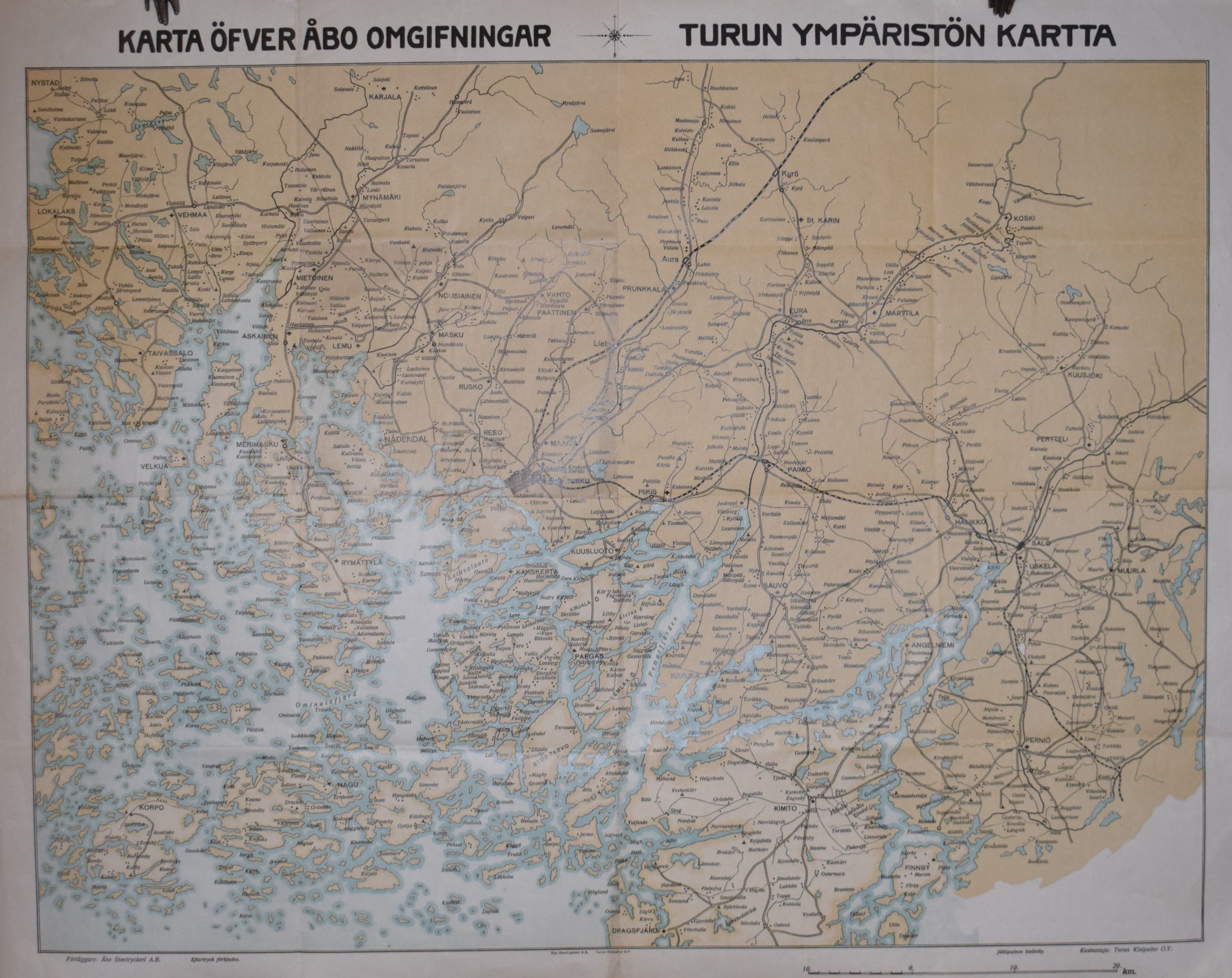 Karta Öfver Åbo Omgifningar - Turun Ympäristön Kartta