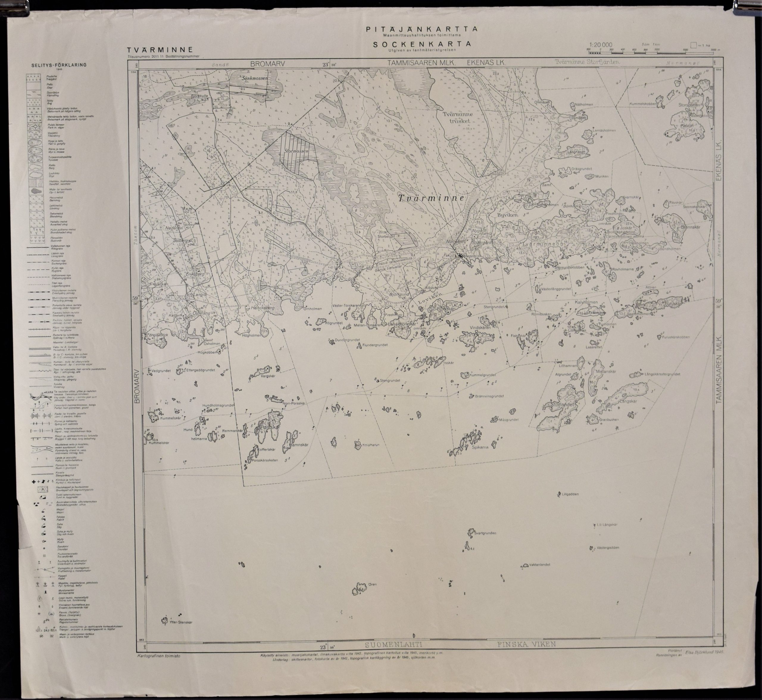 Tvärminne (1947) Pitäjänkartta – sockenkarta