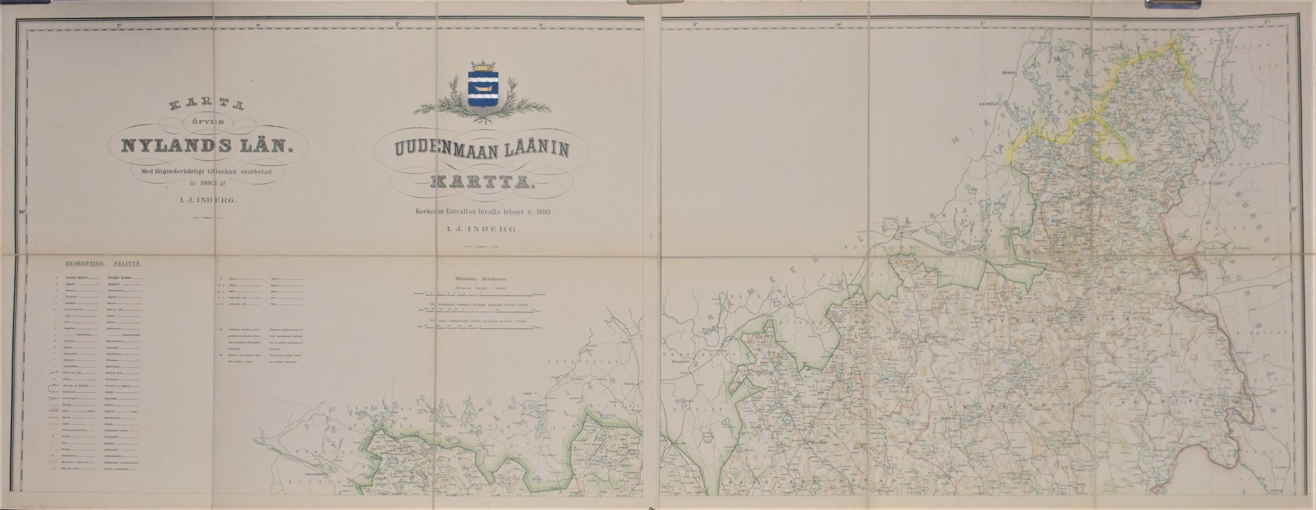 Inberg, I. J.: Uudenmaan läänin kartta 1893