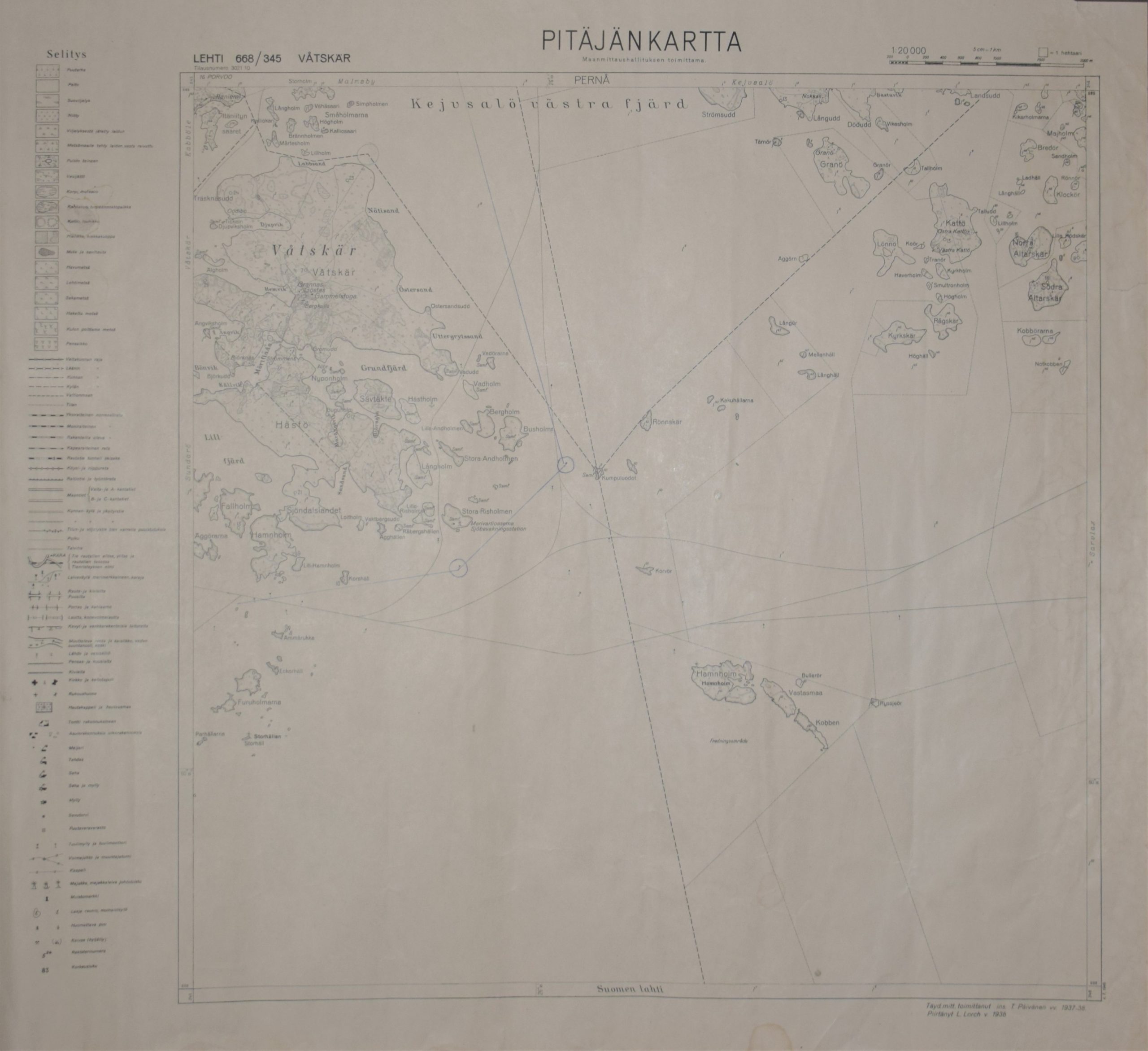 Våtskär (1938) Pitäjänkartta – sockenkarta