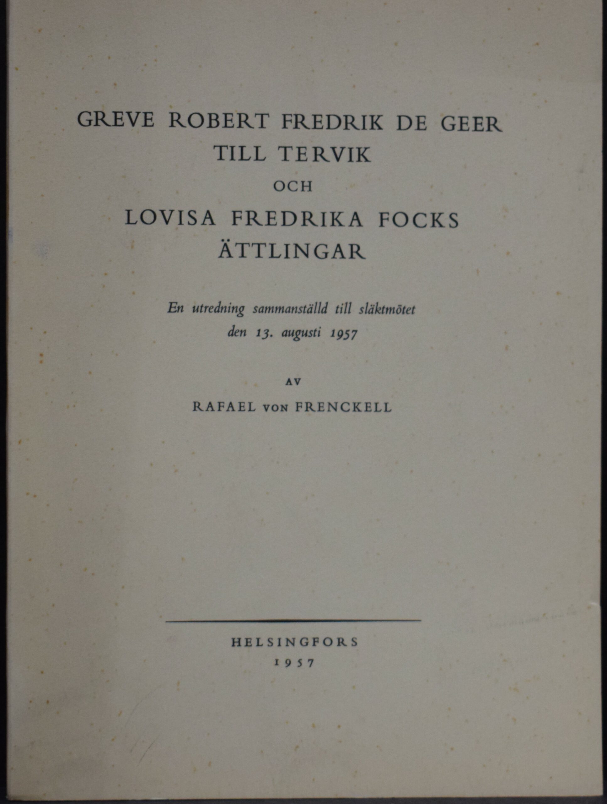 Greve Robert Fredrik De Geer