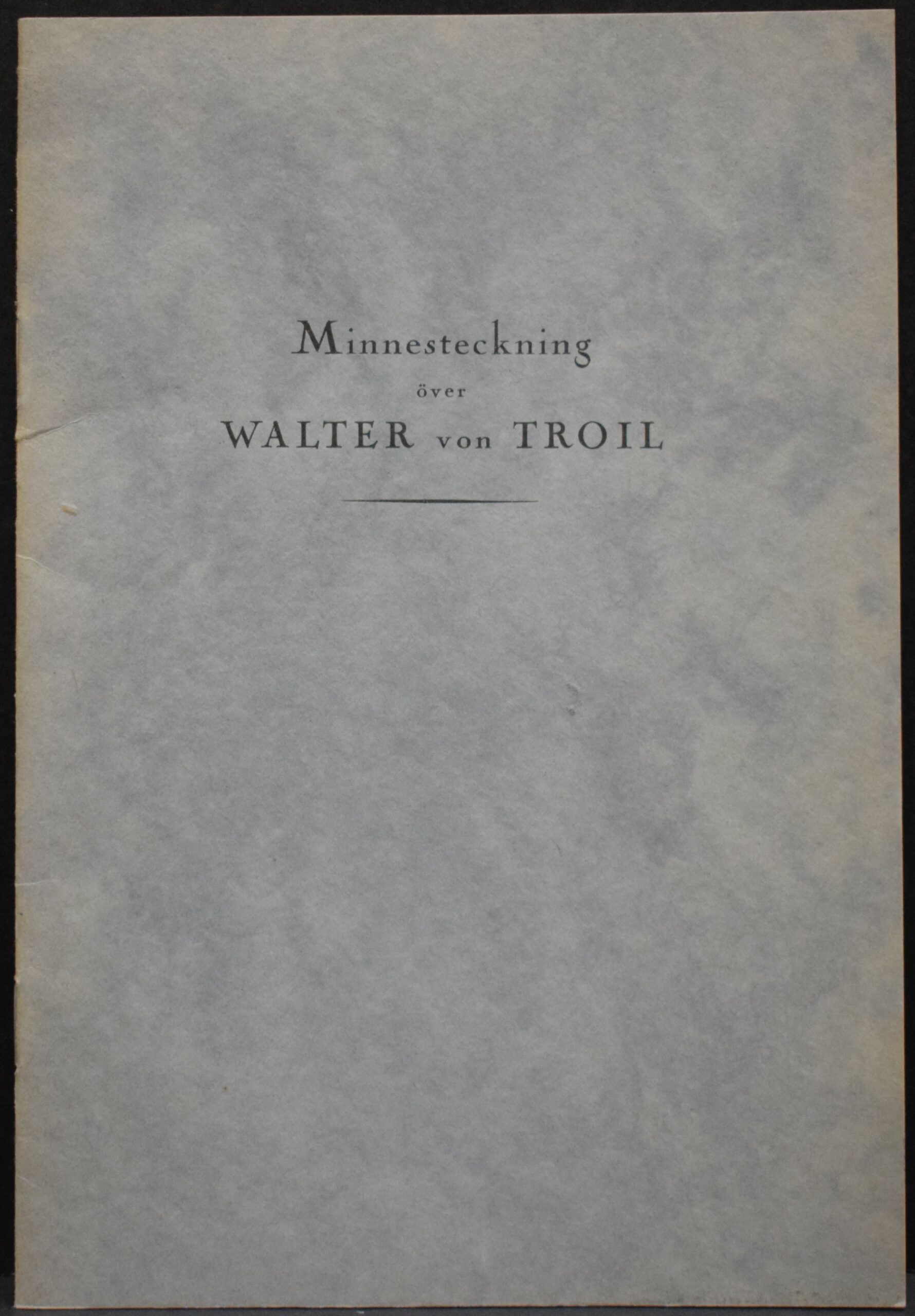 Minnesteckning över Walter von Troil