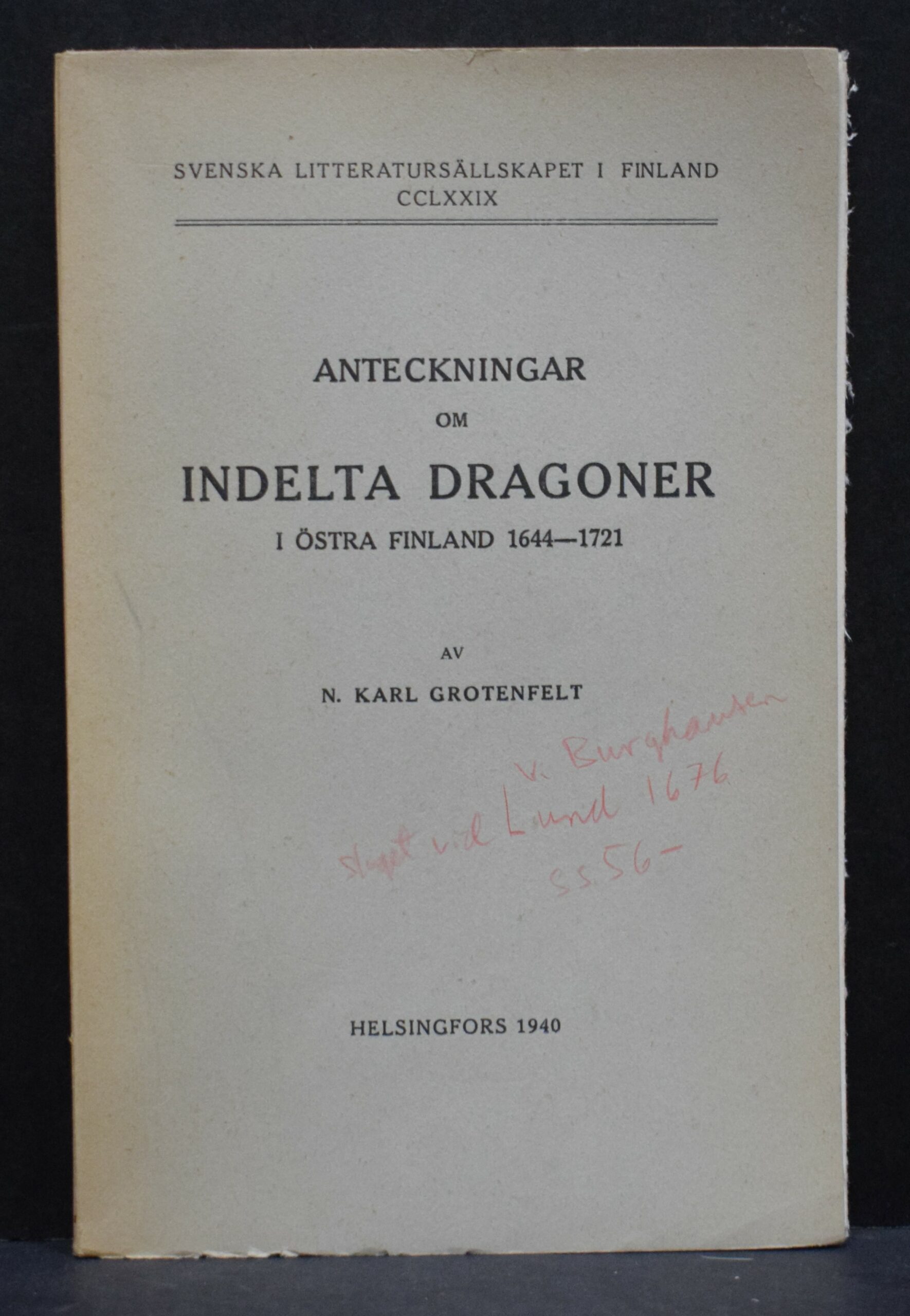 Anteckningar om indelta dragoner i Östra Finland 1644-1721