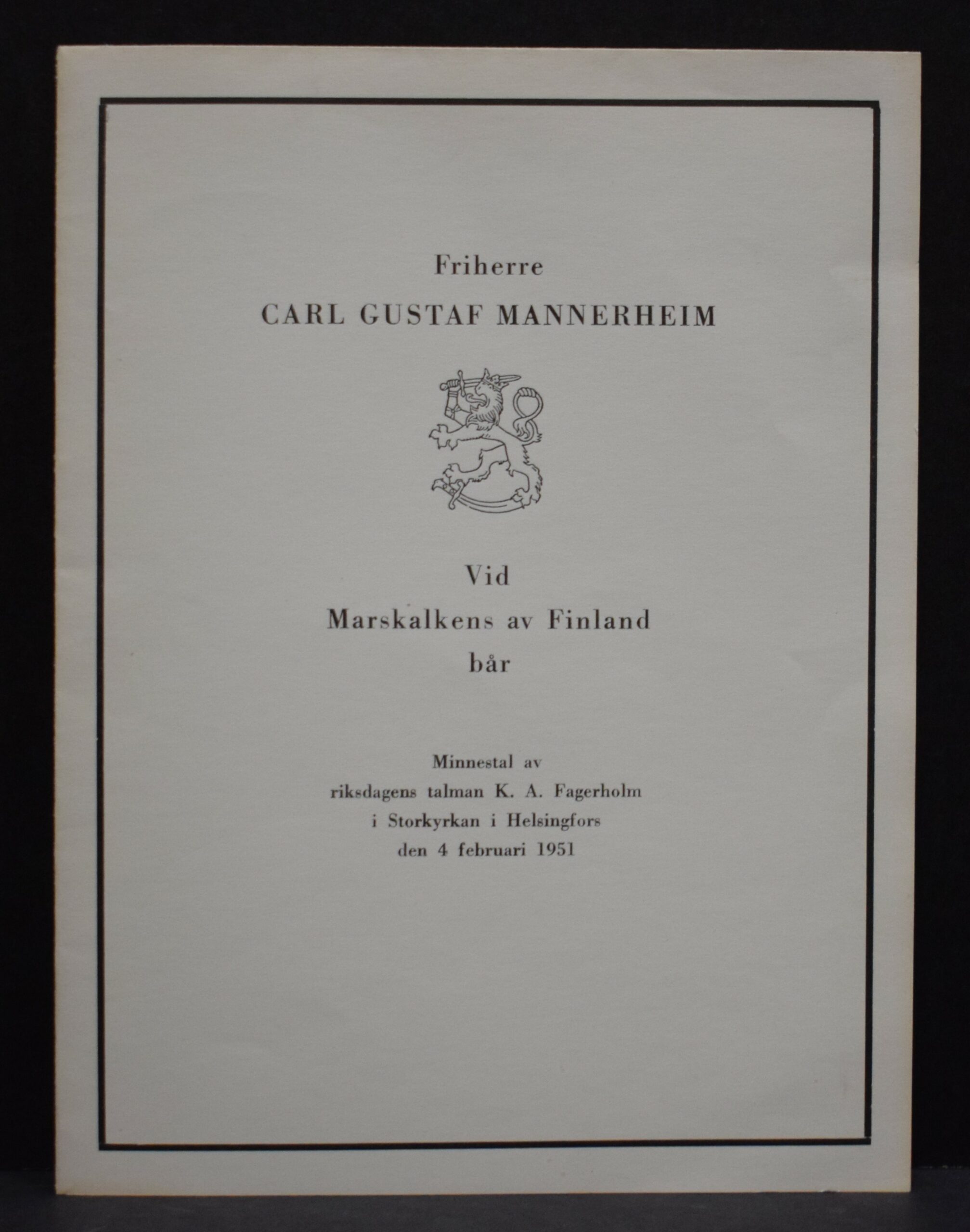 Friherre Carl Gustaf Mannerheim