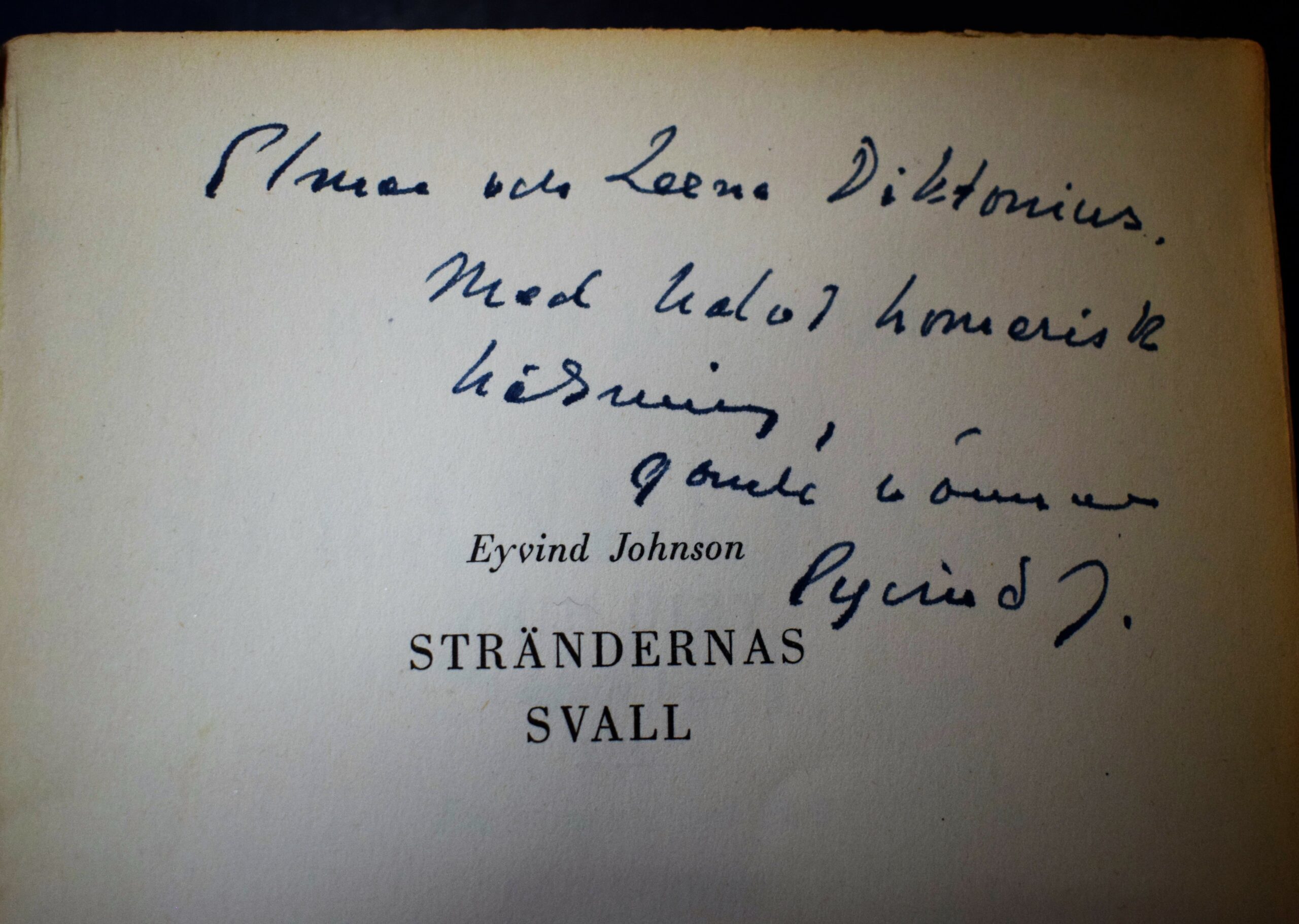 Dedication till Elmer och Leena Diktonius från Eyvind J.