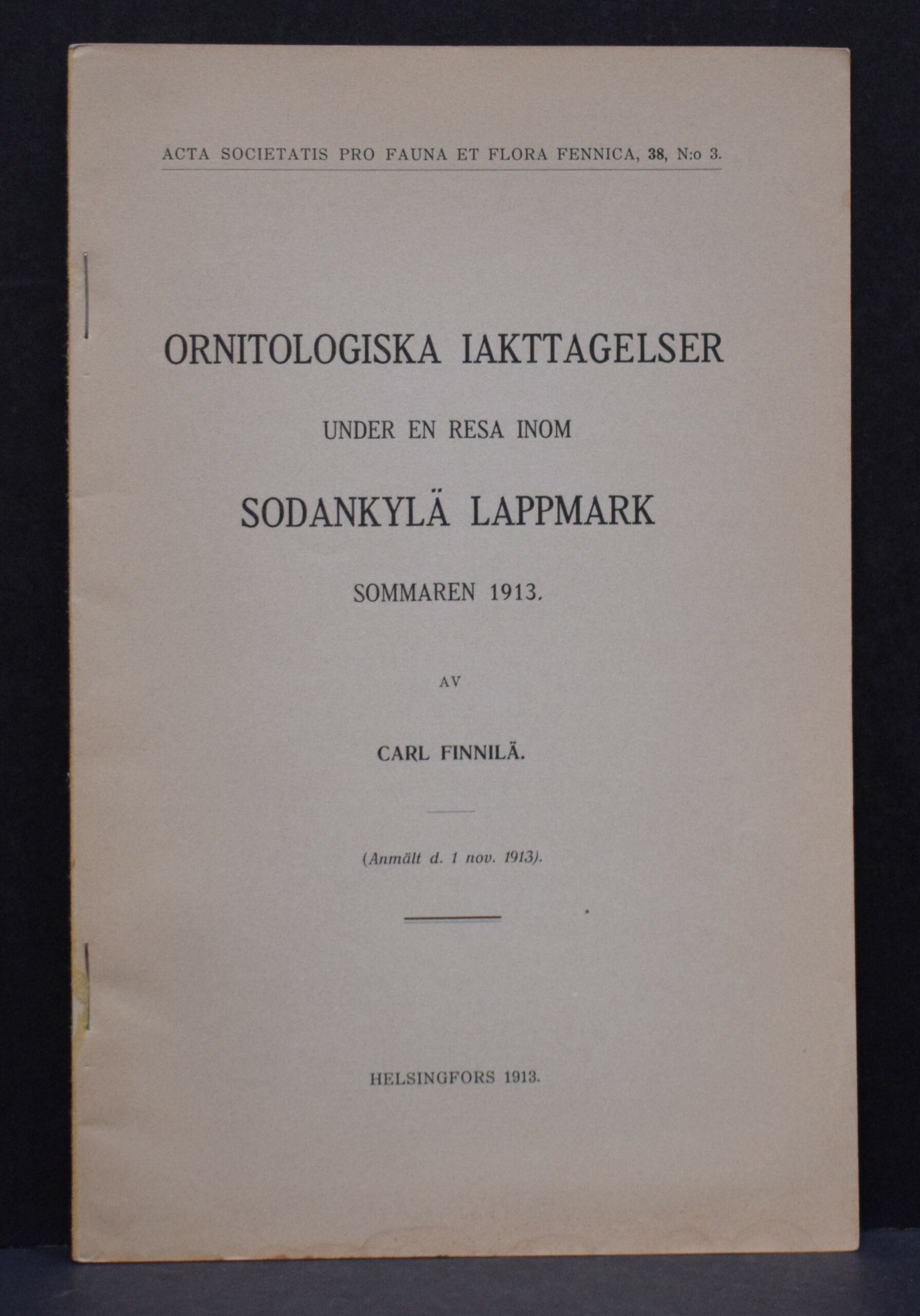 Ornitologiska iakttagelser under en resa inom Sodankylä lappmark sommaren 1913
