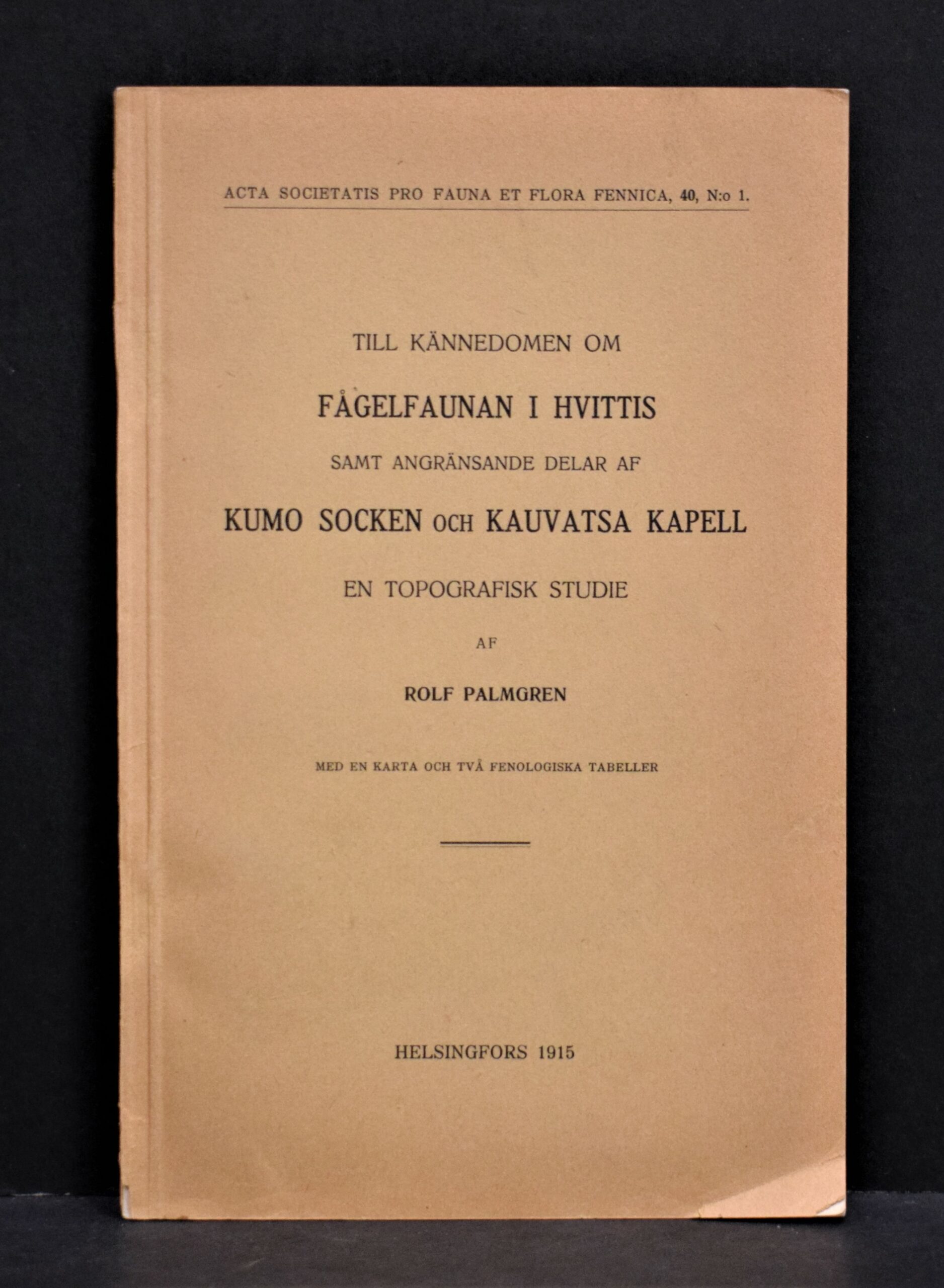 Till kännedomen om fågelfaunan i Hvittis