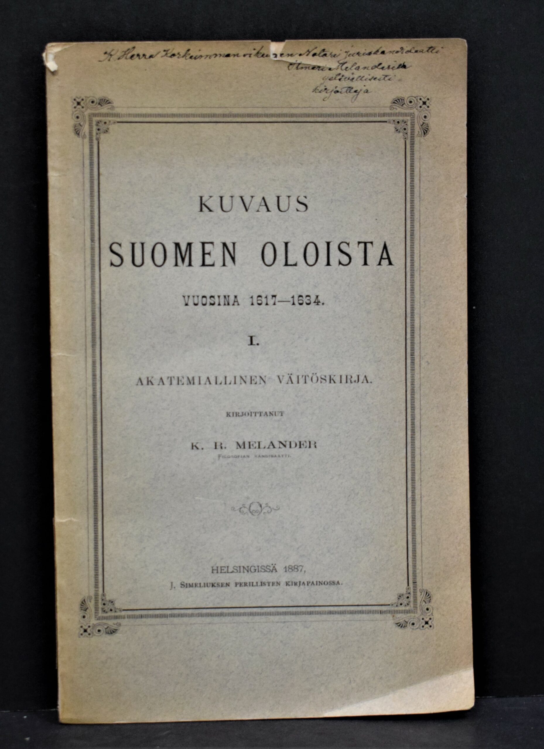 Kuvaus Suomen oloista vuosina 1617-1634