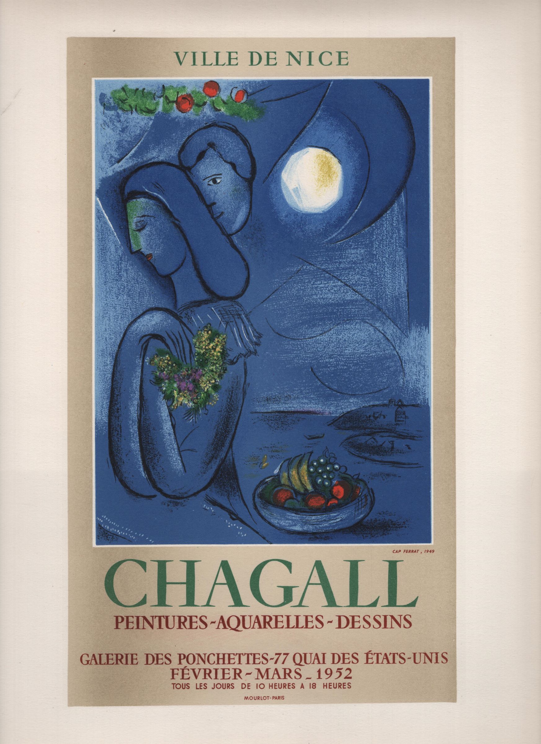 Marc Chagall Peintures - Aquarelles - Dessins, Galerie de Ponchettes (1952)