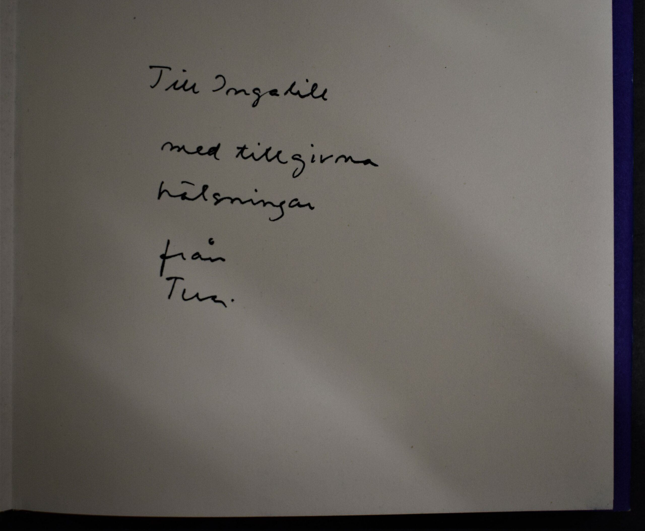 Marianergraven - Oratorium för solister, damkör, stråkkvartett och cembalo - dedikation